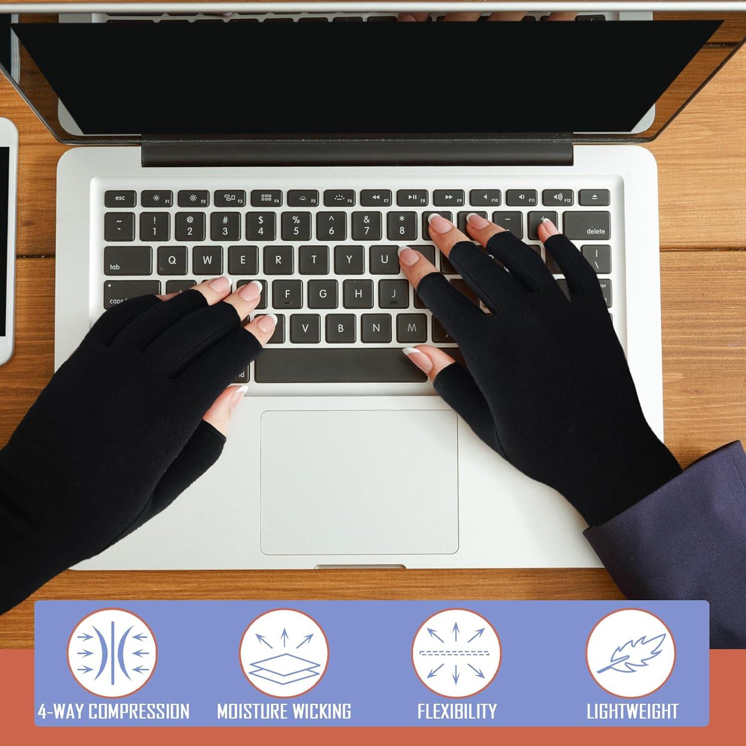 6 Pares de Guantes de Compresión Sin Dedos Beieverluck