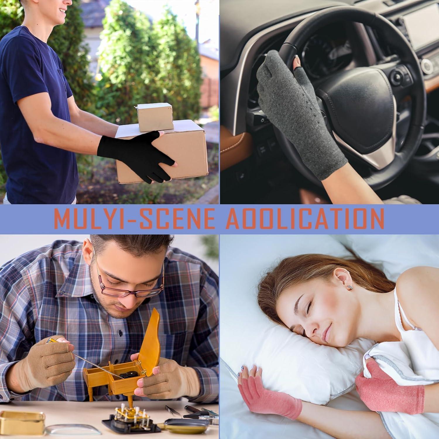 6 Pares de Guantes de Compresión Sin Dedos Beieverluck