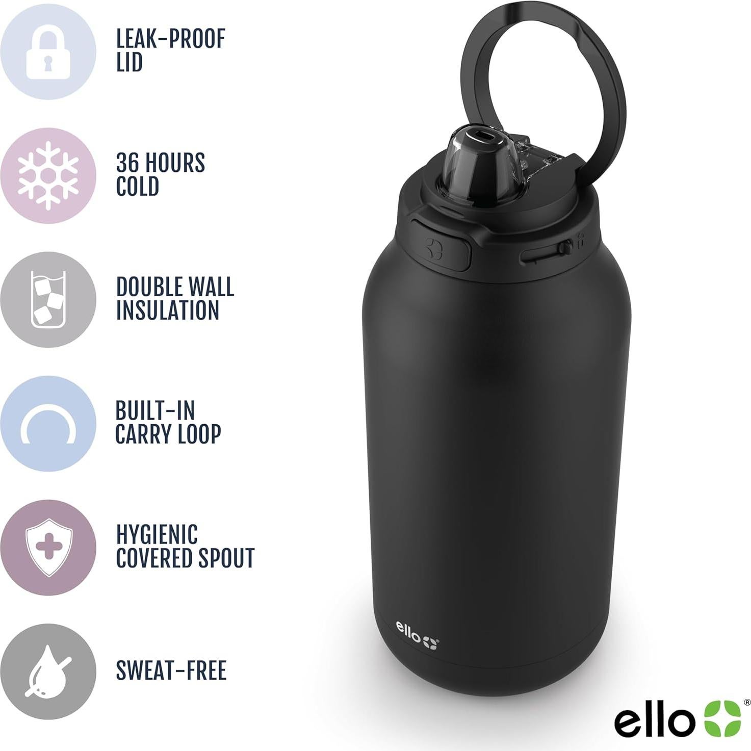 Jarra Ello Hydra 1,89L Acero Inoxidable Aislada con Pajilla