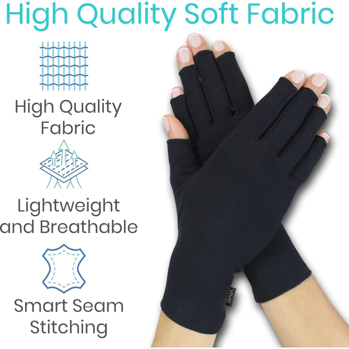 Guantes Vive para Artritis - Compresión Abierta - Negro
