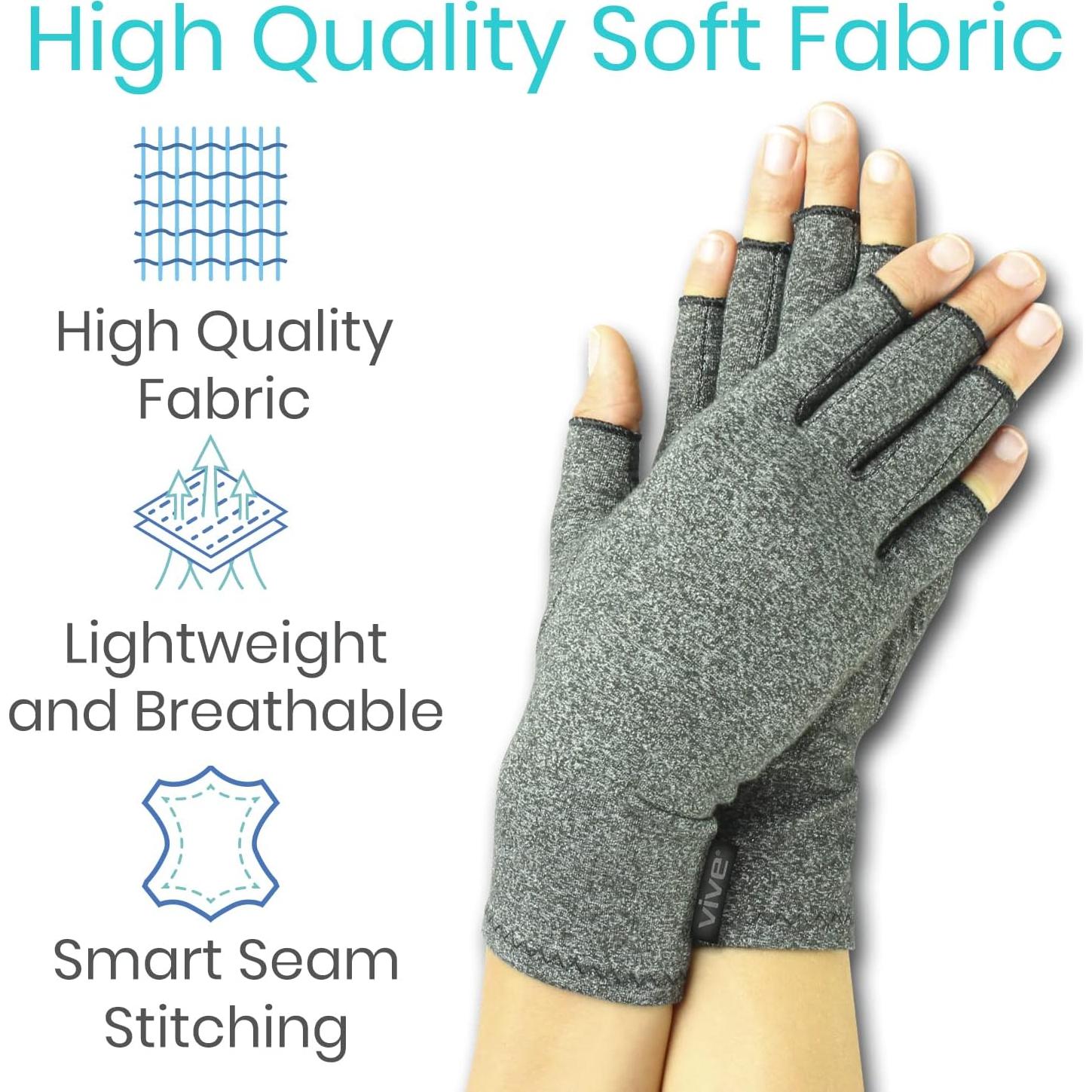 Guantes Vive para Artritis - Compresión Dedo Abierto Gris