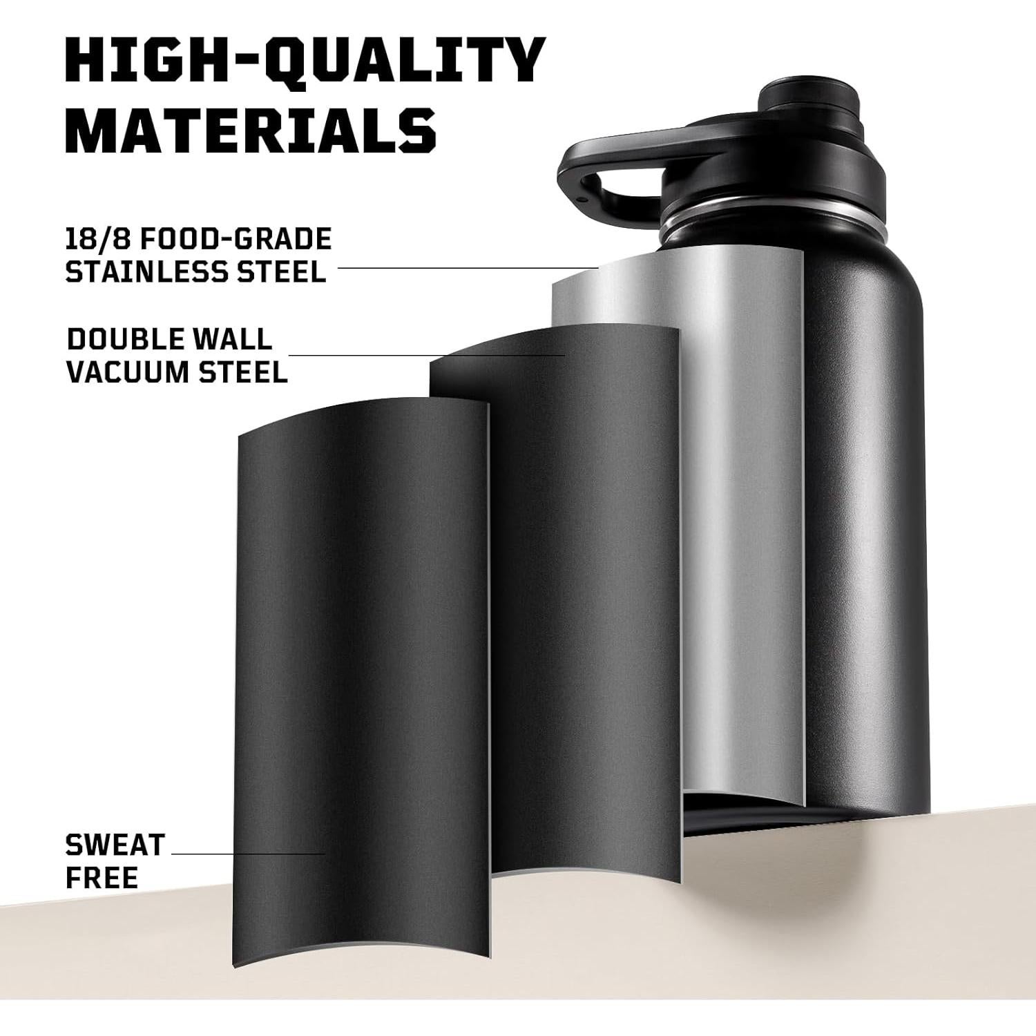 Botella de Agua Aislada OneTigris 0.95L con 3 Tapas