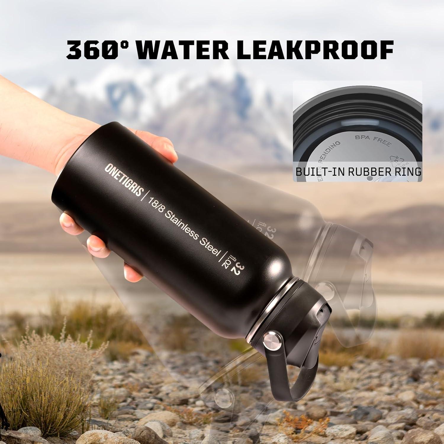 Botella de Agua Aislada OneTigris 0.95L con 3 Tapas