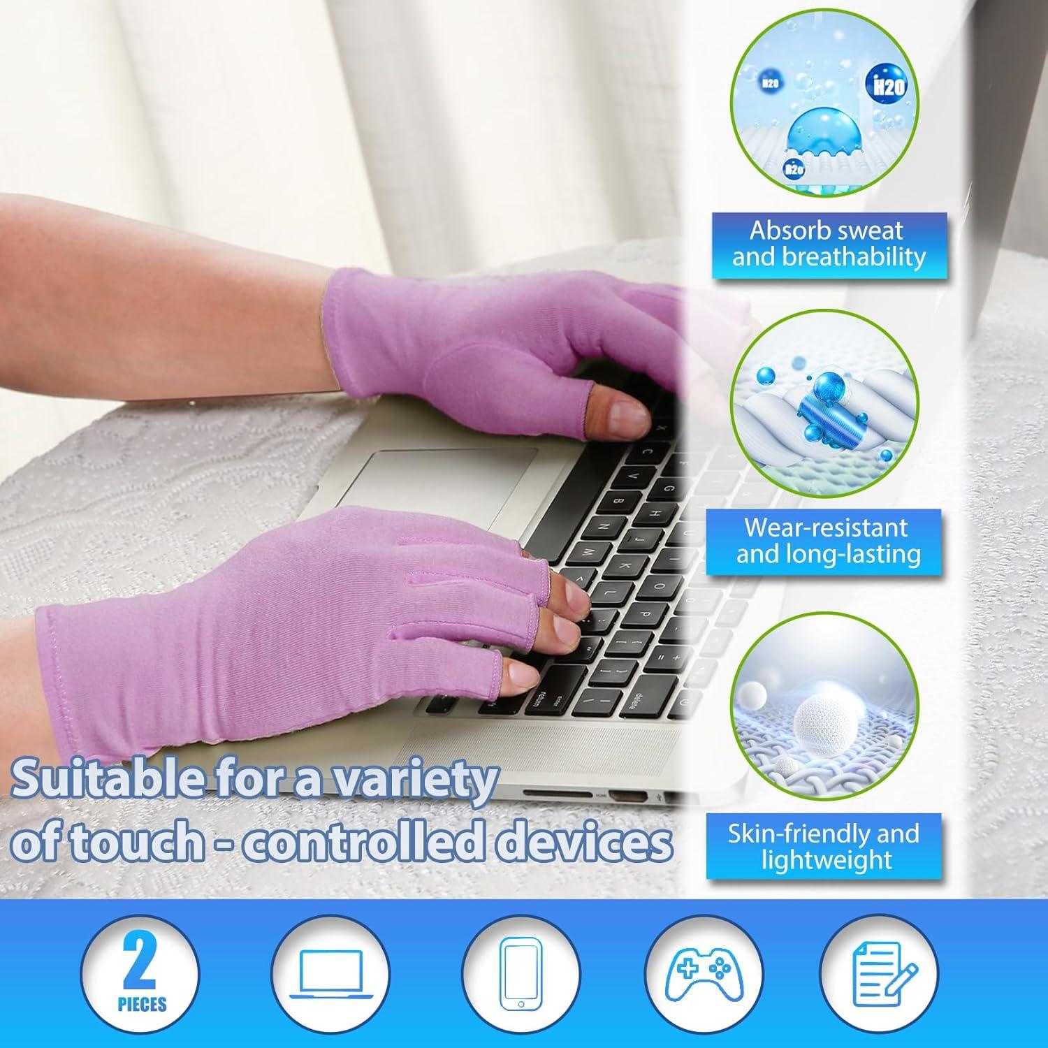 Guantes de Compresión DRNAIETY para Artritis Sin Dedos M Púrpura