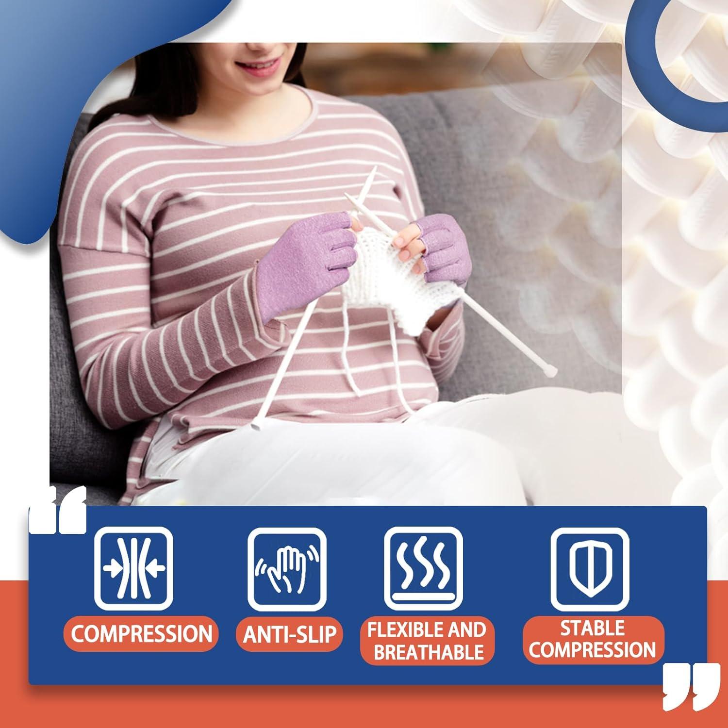 Guantes de Compresión DRNAIETY para Artritis Sin Dedos M Púrpura