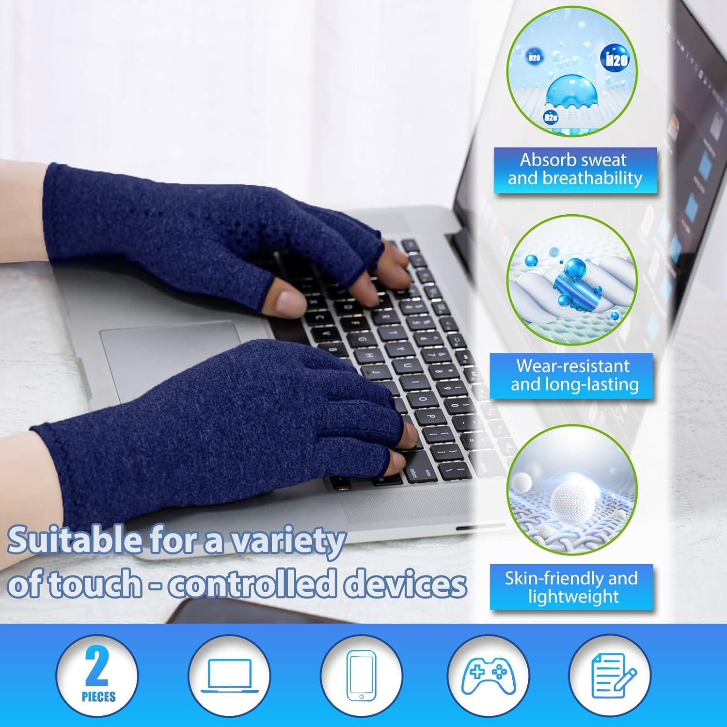 Guantes de Compresión DRNAIETY para Artritis XL Azul Marino