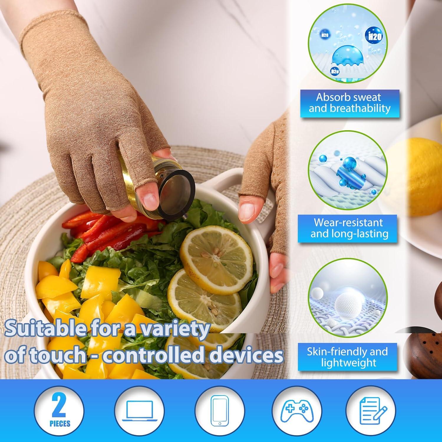 Guantes de Compresión DRNAIETY para Artritis XL Marrón