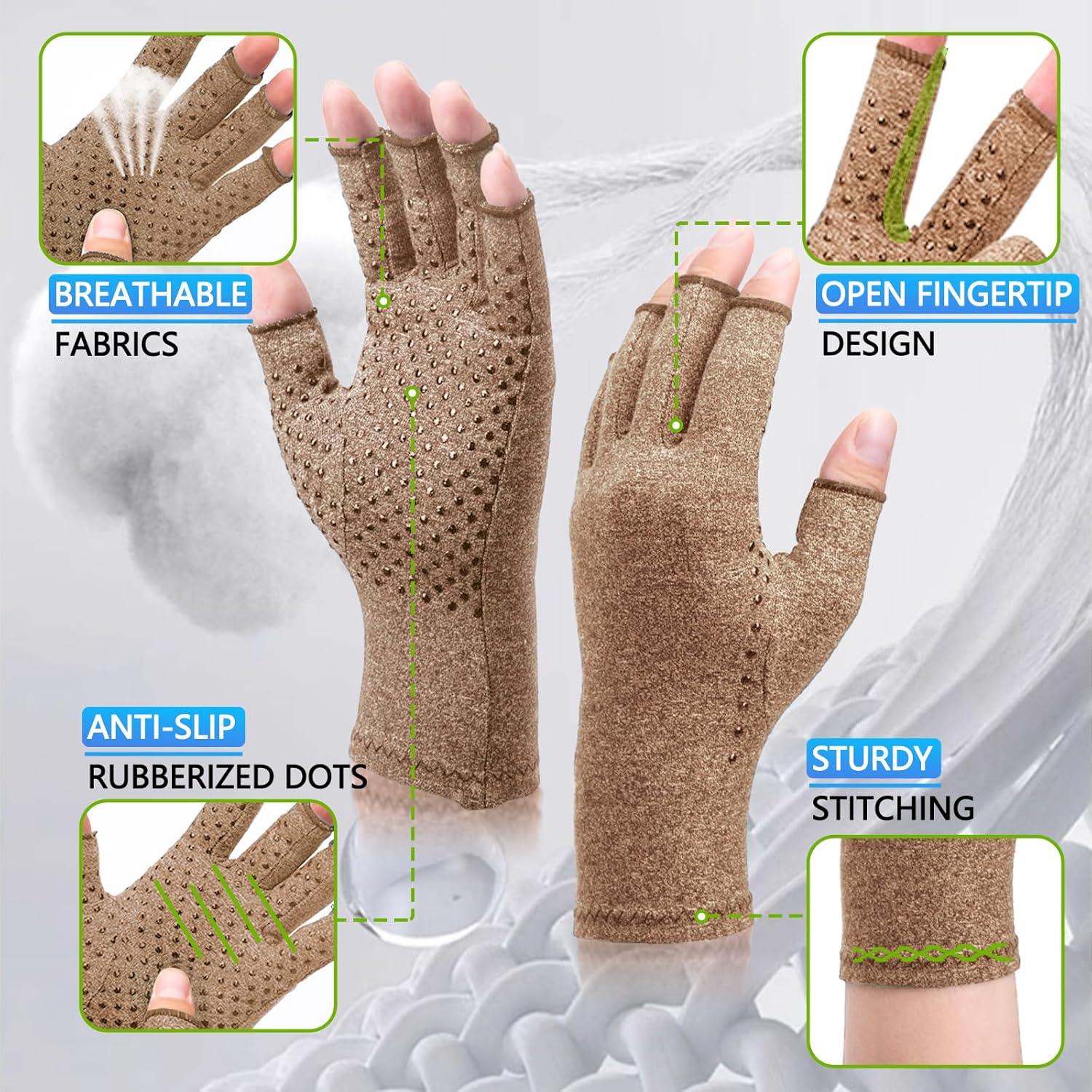 Guantes de Compresión DRNAIETY para Artritis XL Marrón
