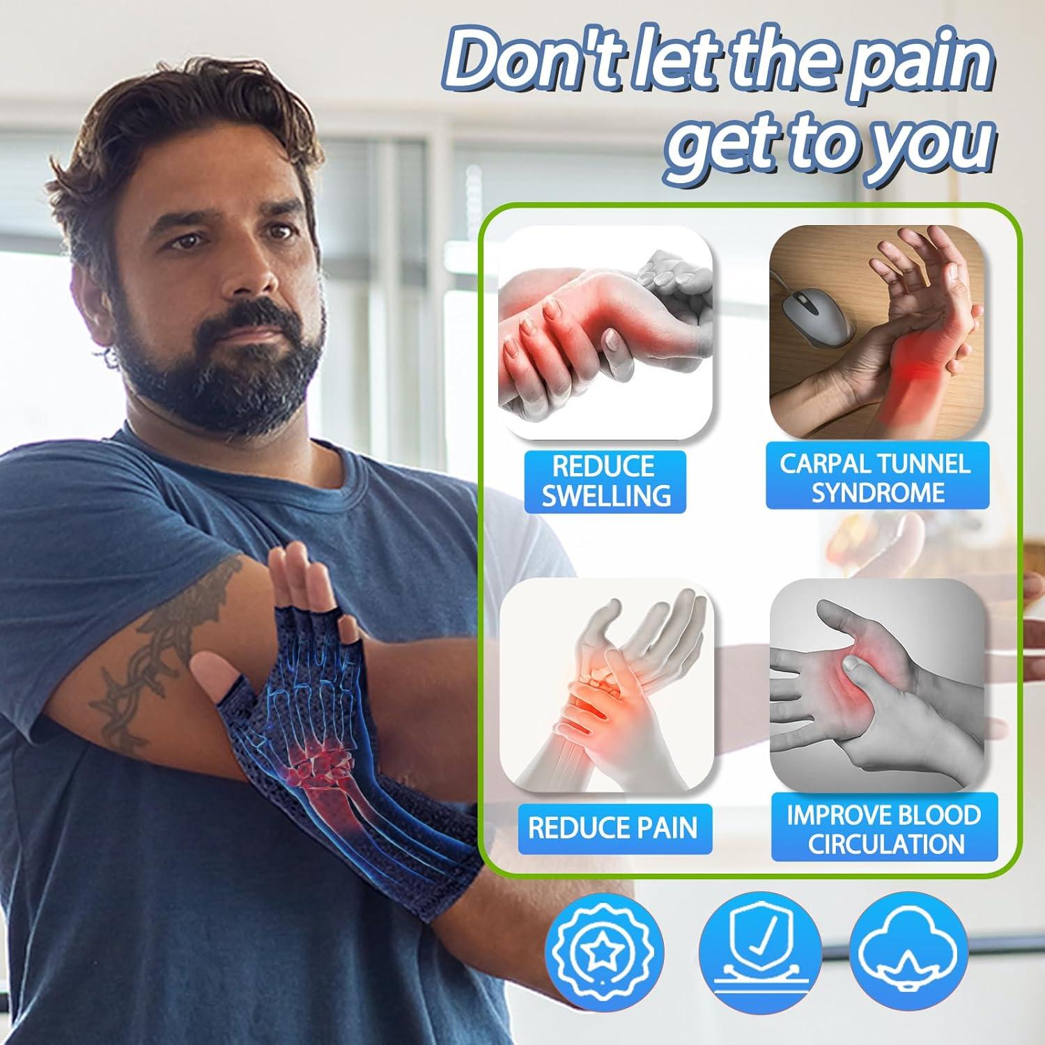 Guantes de Compresión DRNAIETY para Artritis Sin Dedos Azul