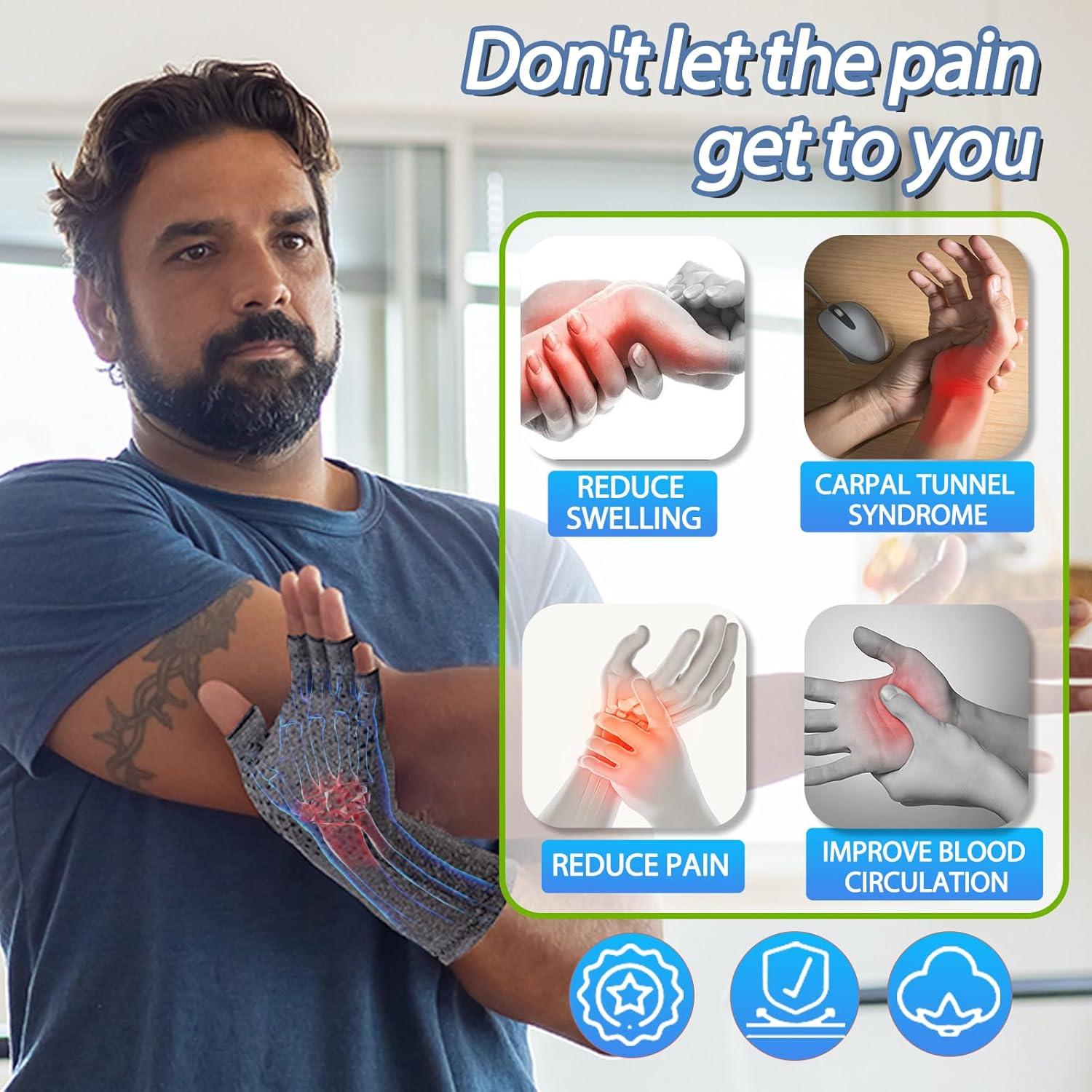 Guantes de Compresión DRNAIETY para Artritis Sin Dedos - Gris