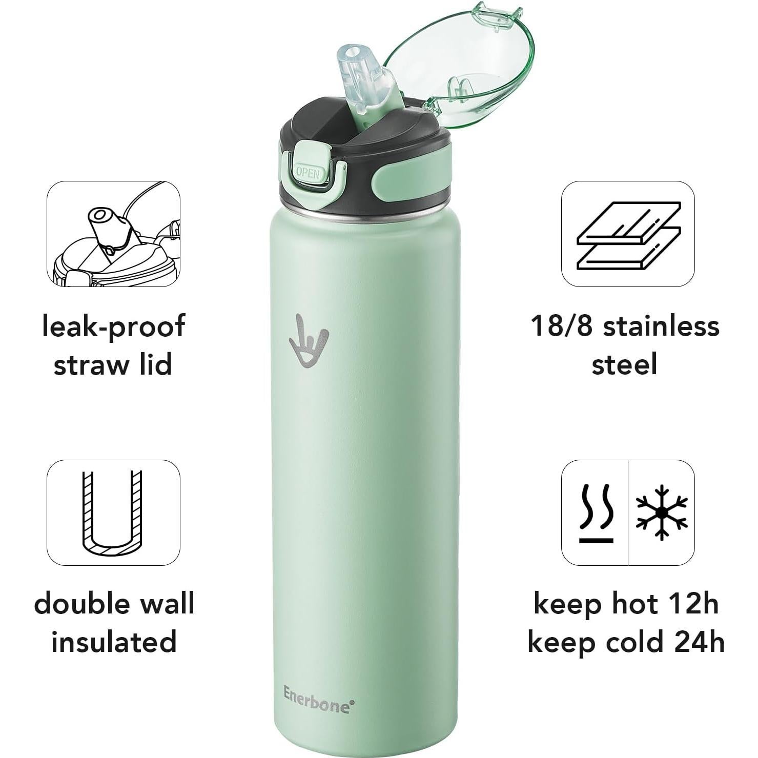 Botella de Agua Aislada Enerbone 32 oz Acero Inoxidable