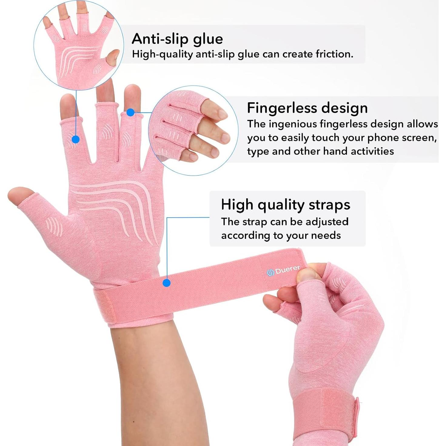 Guantes de Compresión Duerer para Artritis Unisex Rosa