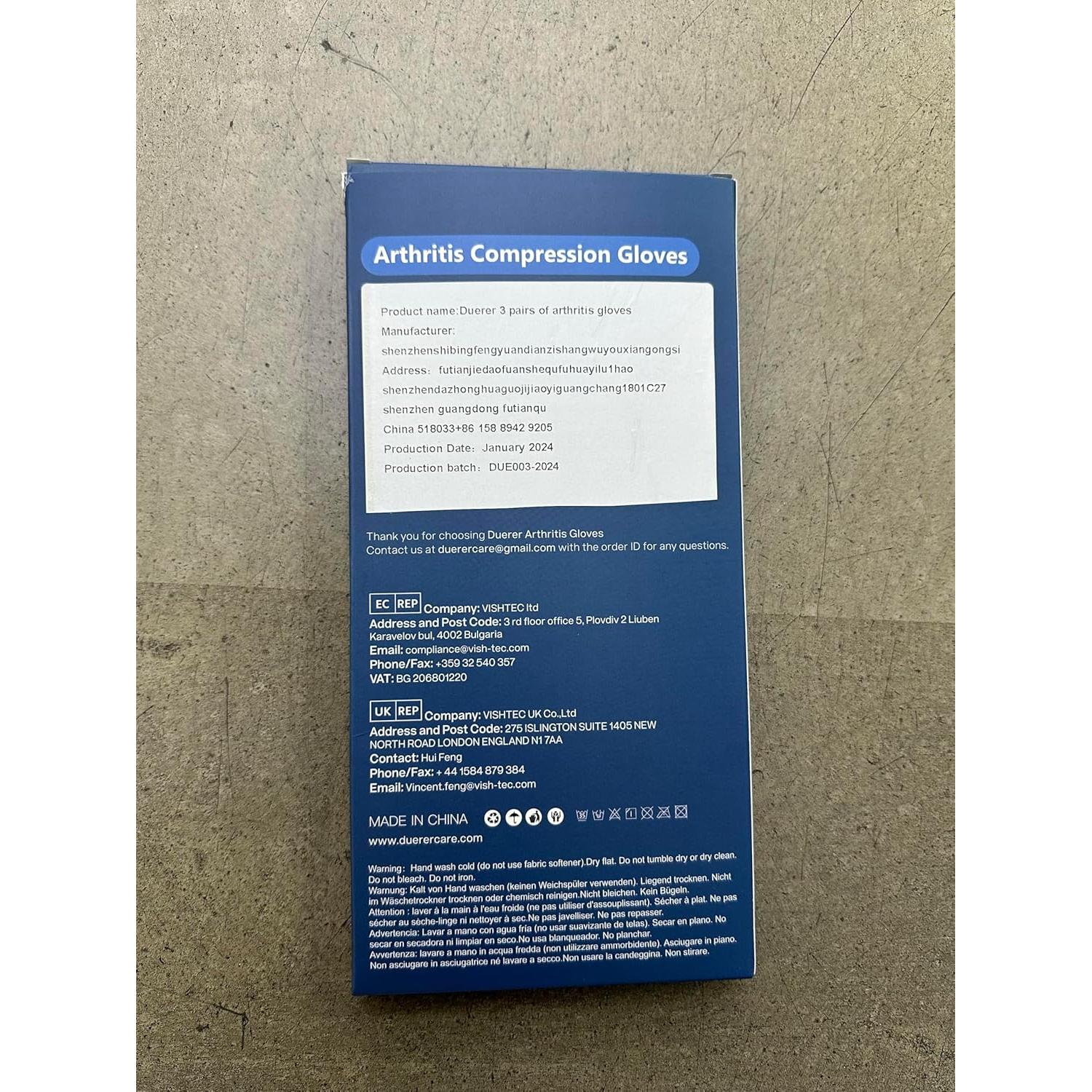 Guantes de Compresión Duerer para Artritis Unisex Negros