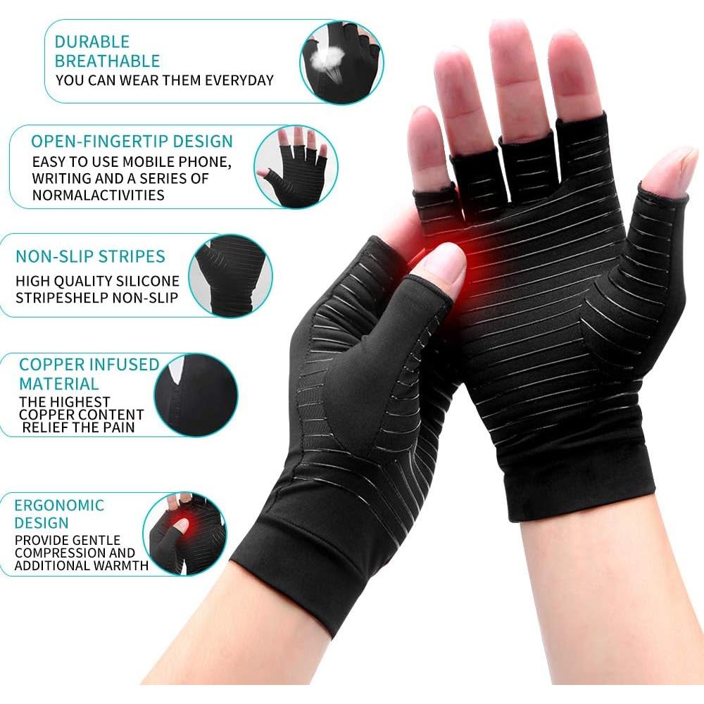 Guantes de Compresión para Artritis Ricbestlab - Pequeño Negro