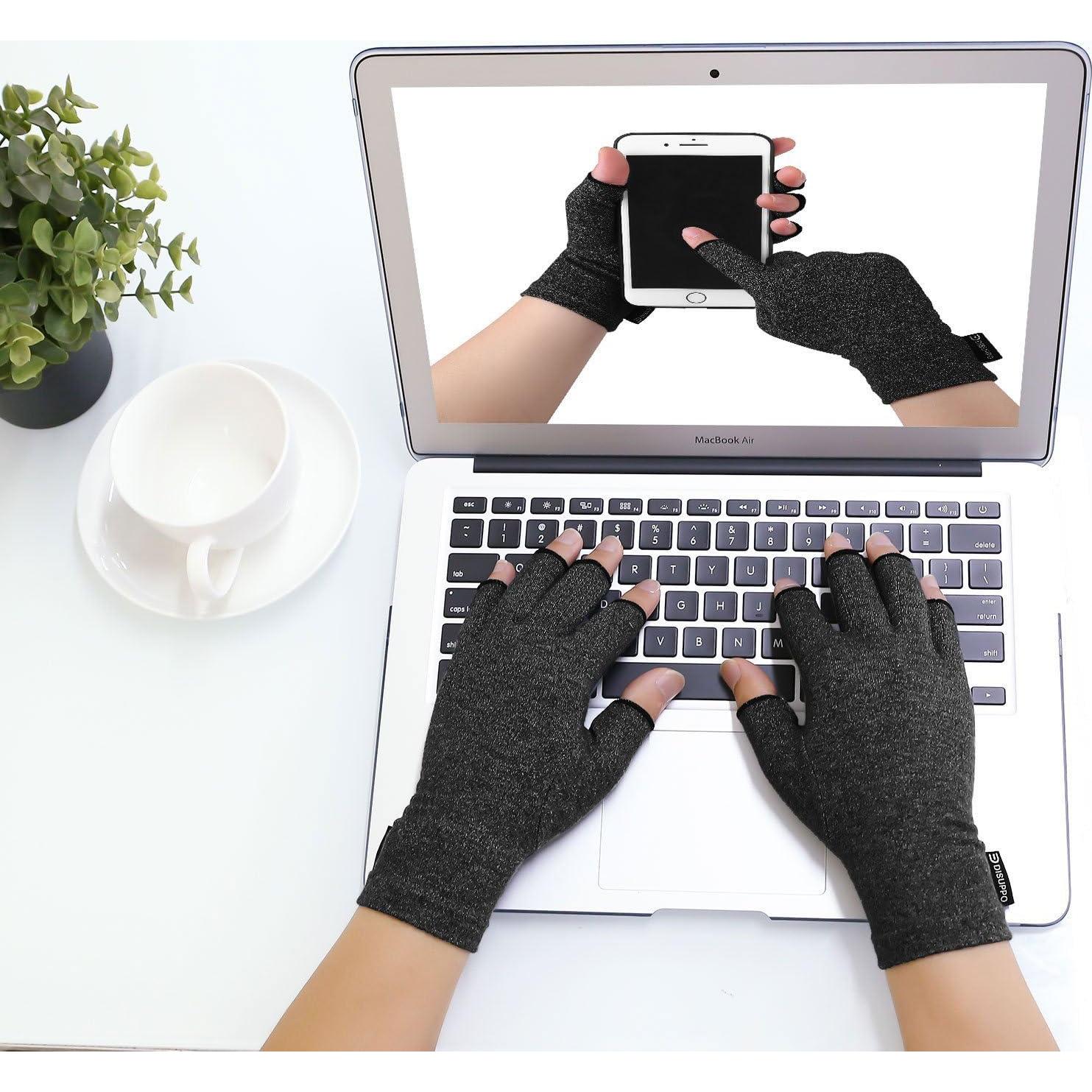 Guantes de Compresión DISUPPO para Artritis - Negro, Pequeño