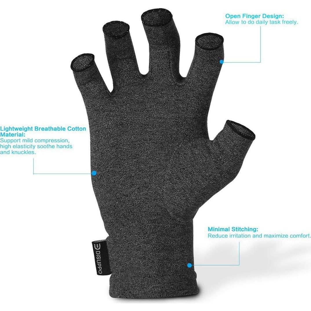 Guantes de Compresión DISUPPO para Artritis - Negro, Pequeño