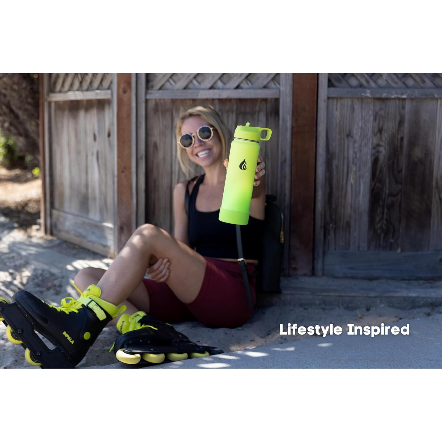 Botella de Agua Aislada Hydro Cell 710ml Neón con Popote