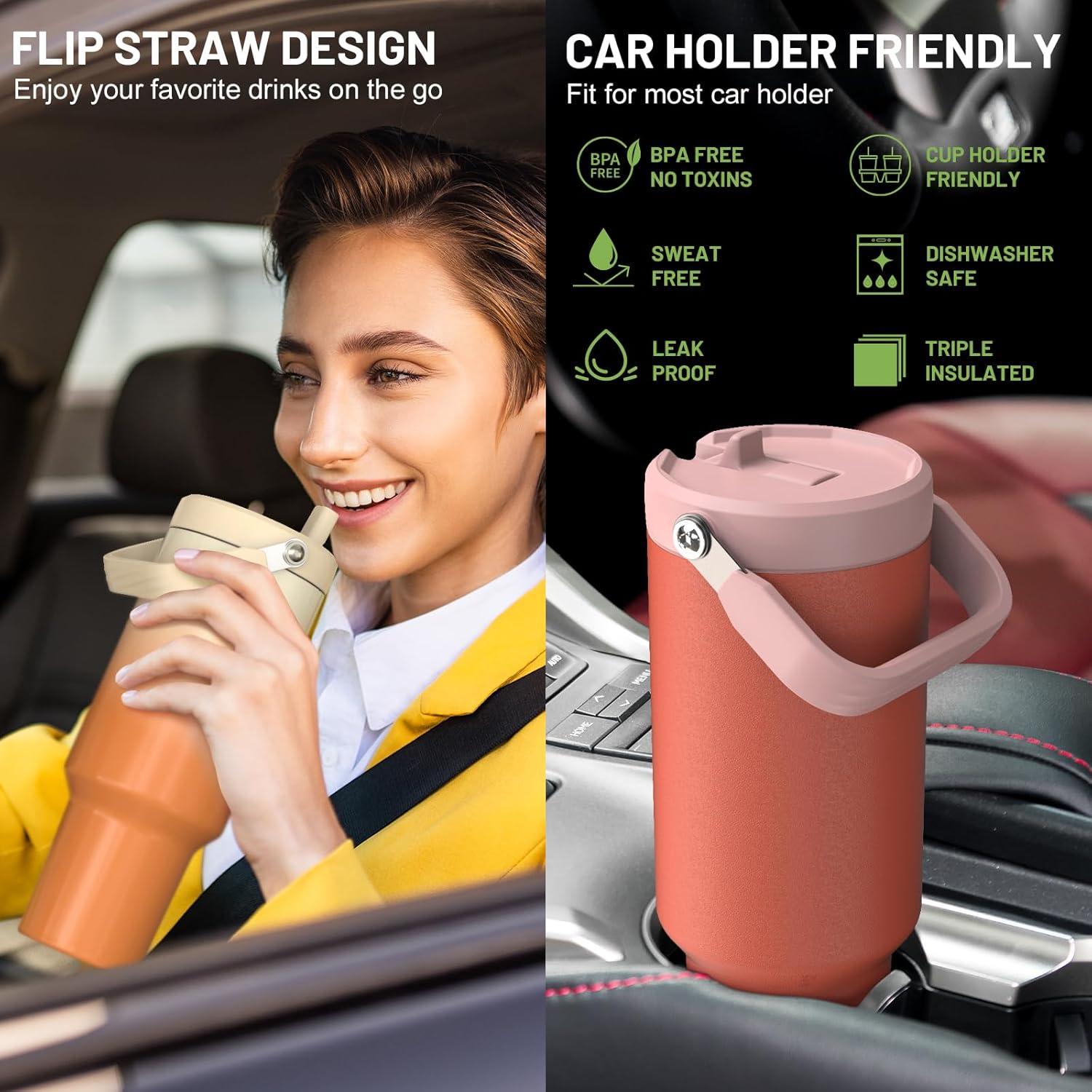 Botella de Agua Aislada Cafezi 1.5 L con Pajilla y Asa