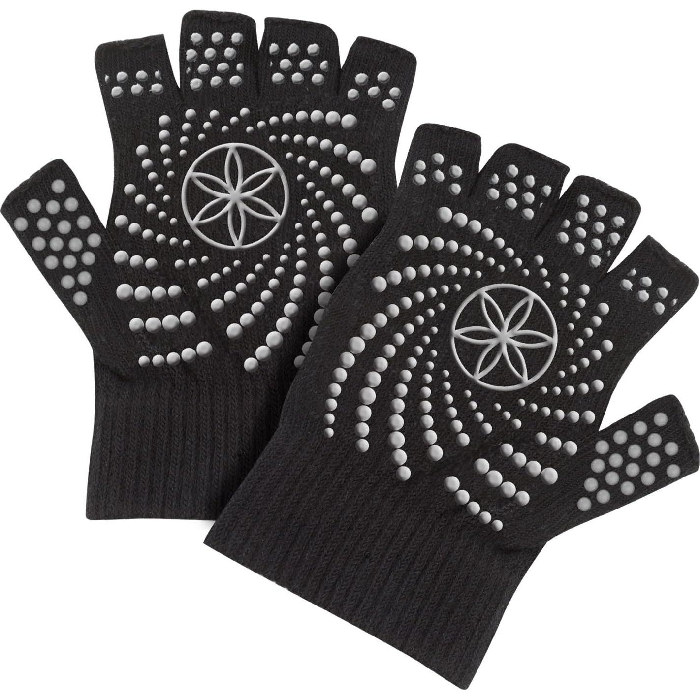 Guantes de Yoga Gaiam Mitad de Dedo Negro Gris