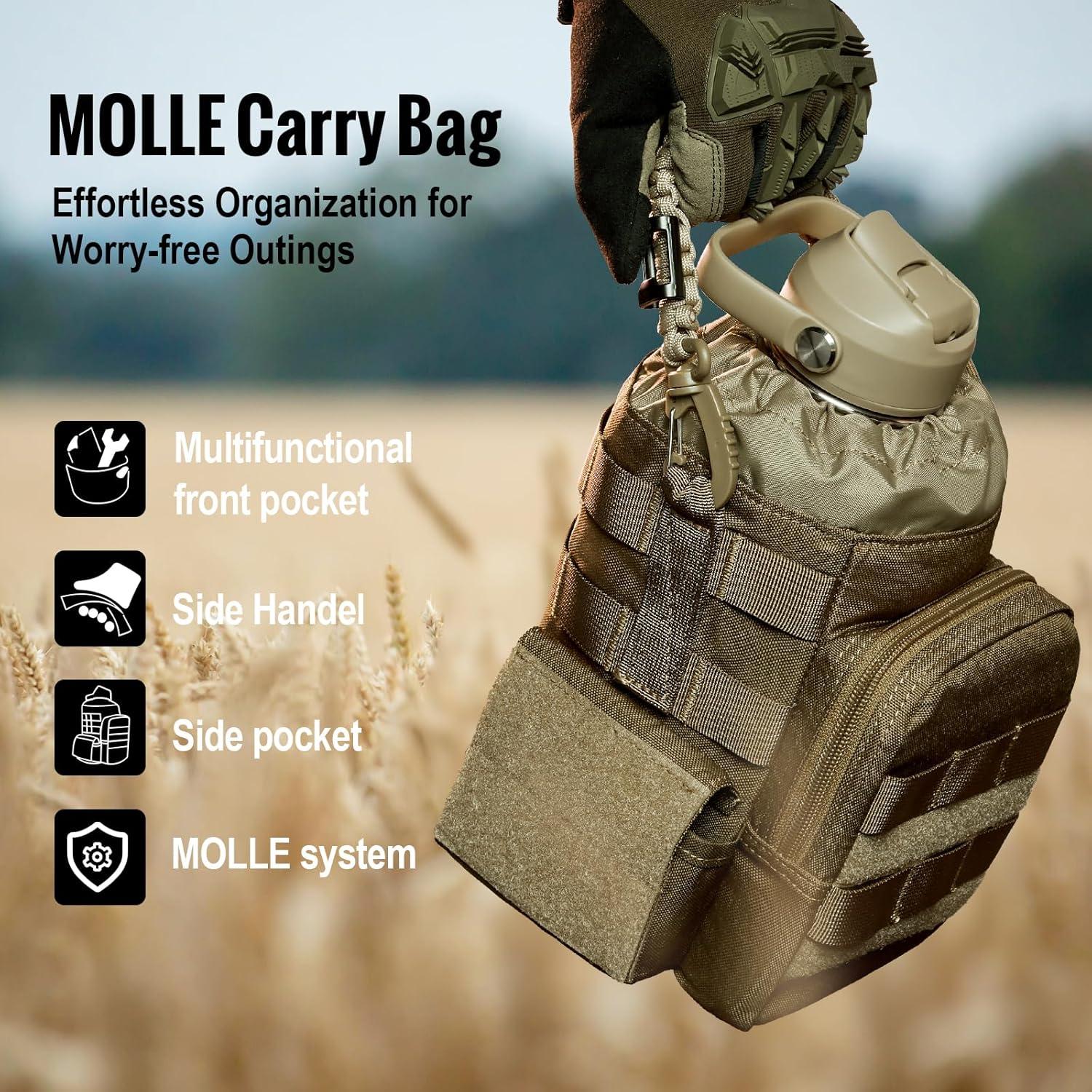 Botella de Agua OneTigris 1.89L con Pajilla y 3 Tapas