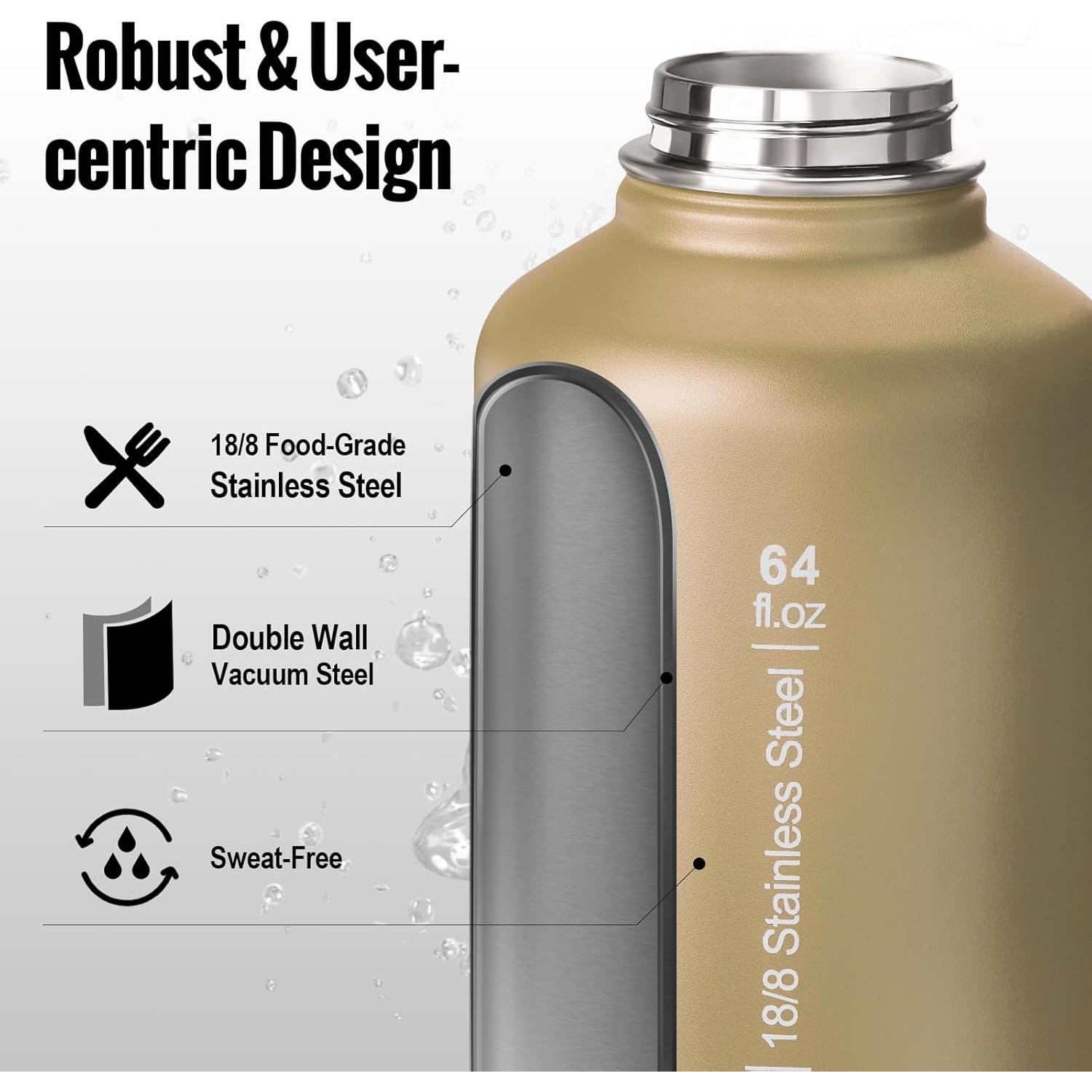 Botella de Agua OneTigris 1.89L con Pajilla y 3 Tapas