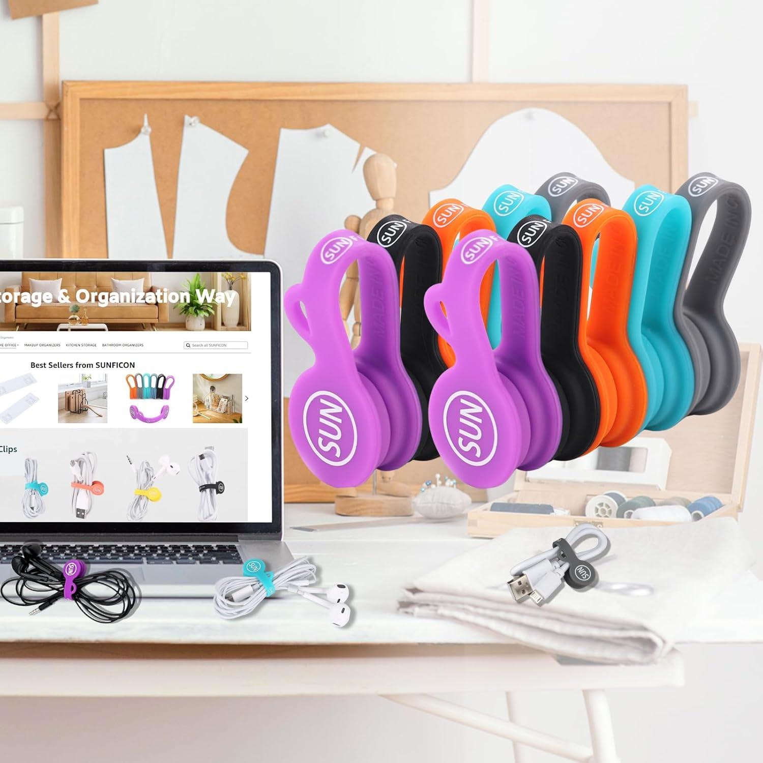 SUNFICON 10 Clips Organizadores de Cables Multicolor