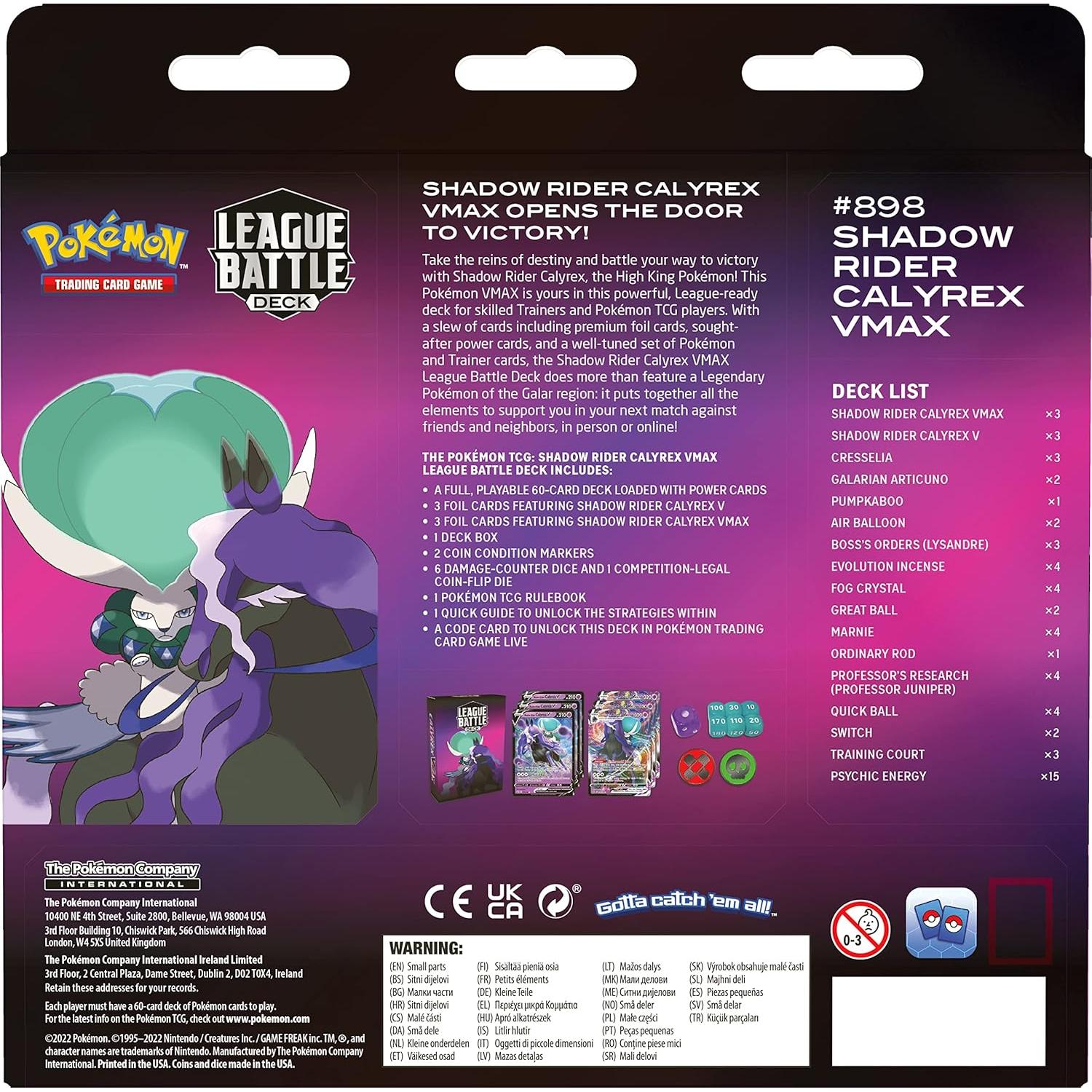 Mazo Pokémon TCG Shadow Rider Calyrex VMAX 60 Cartas Listas