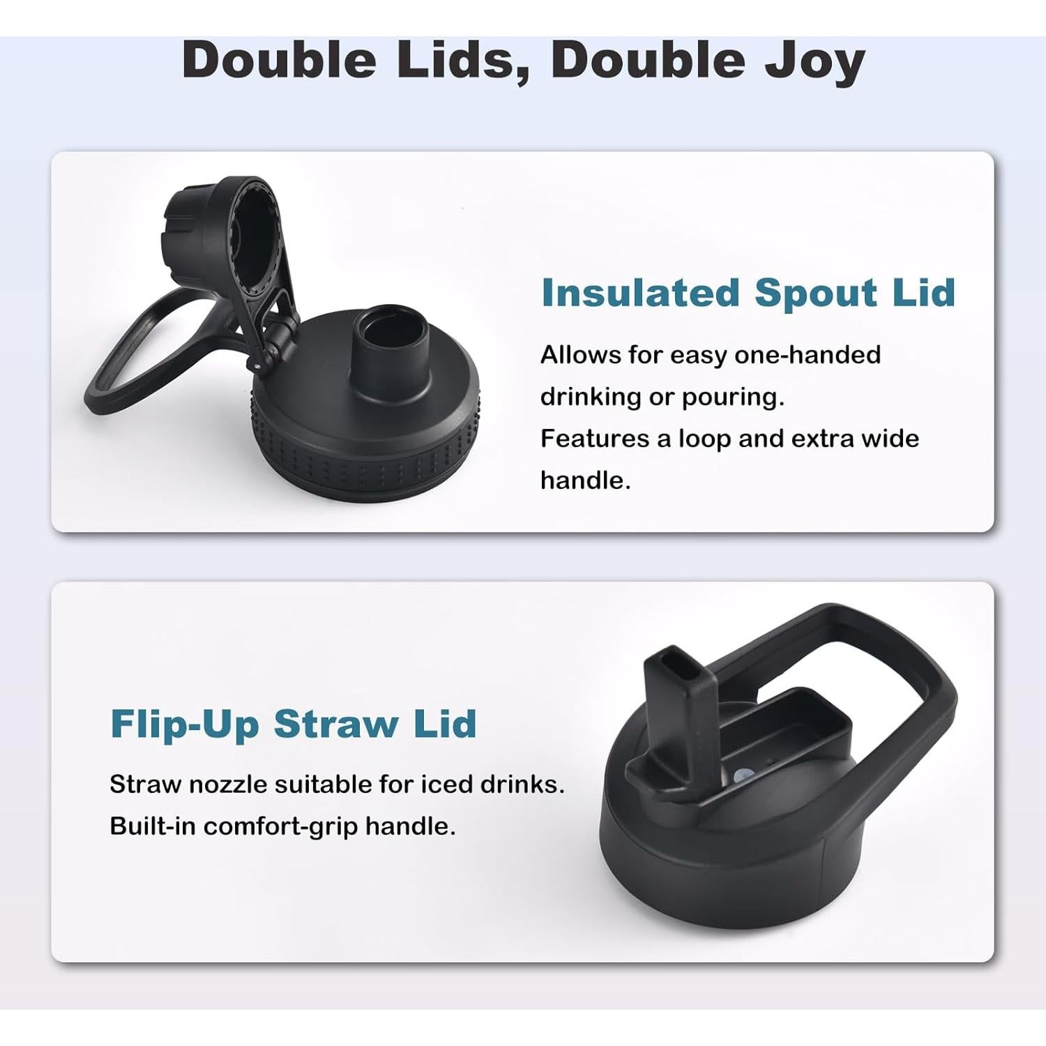 Botella de Agua Acero Inoxidable mininoo 710 ml Negra