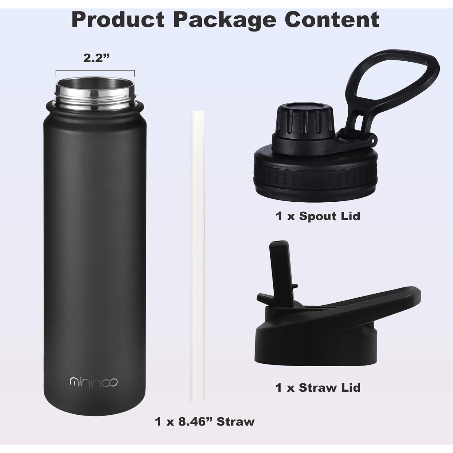 Botella de Agua Acero Inoxidable mininoo 710 ml Negra