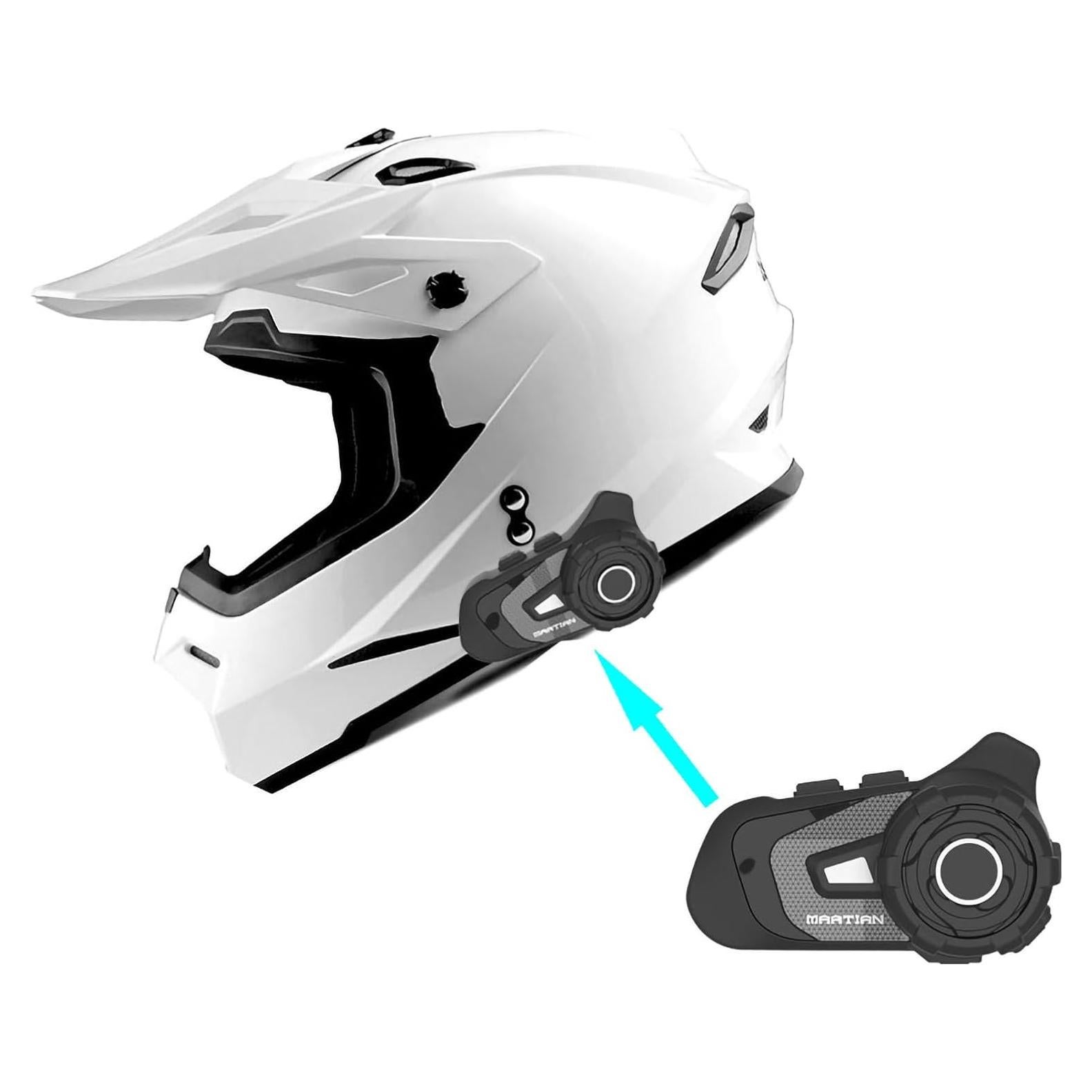 Casco de Motocross 1Storm HF801 Bluetooth Mediano Blanco