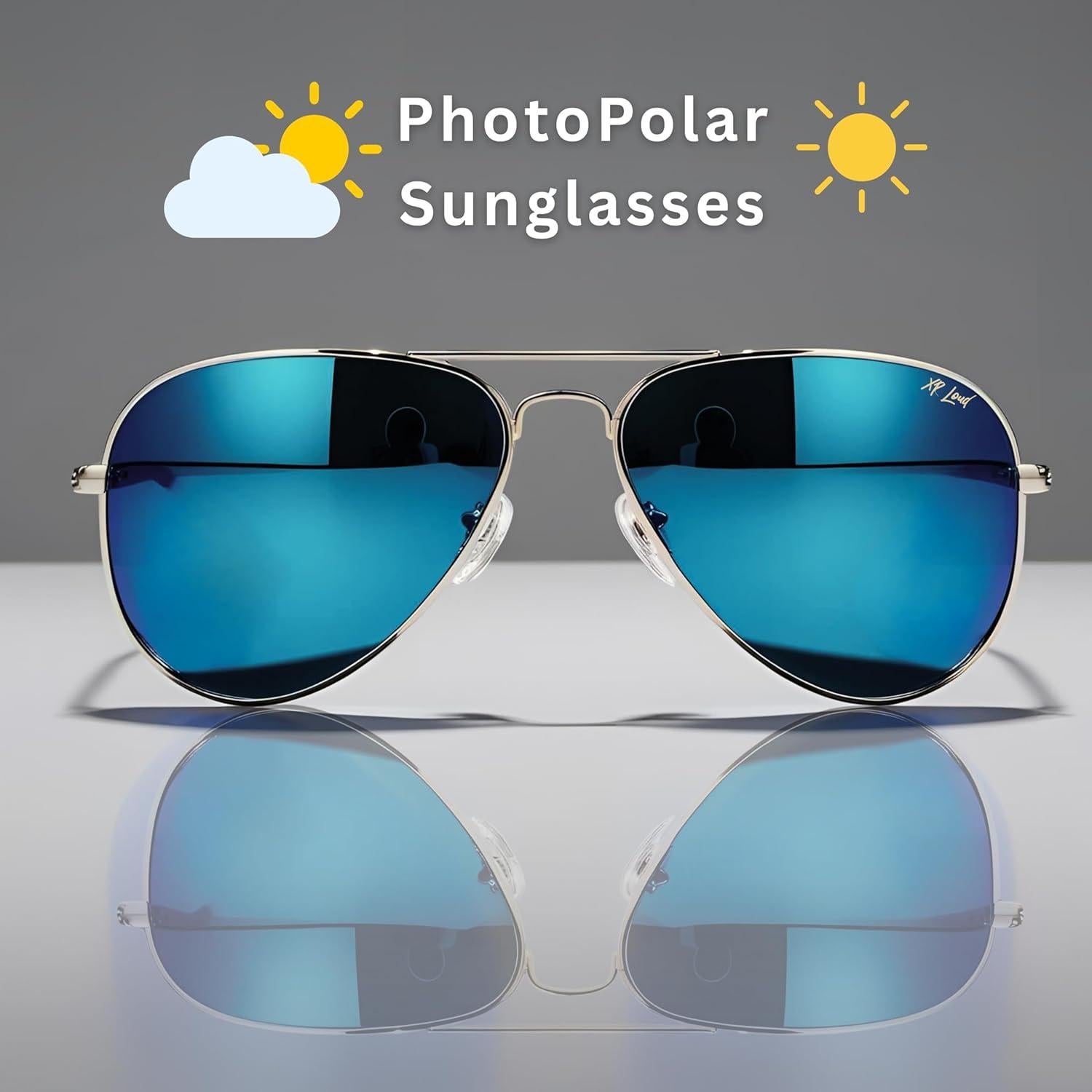 Gafas de sol Bluetooth XR Loud con lentes azul espejo UV400