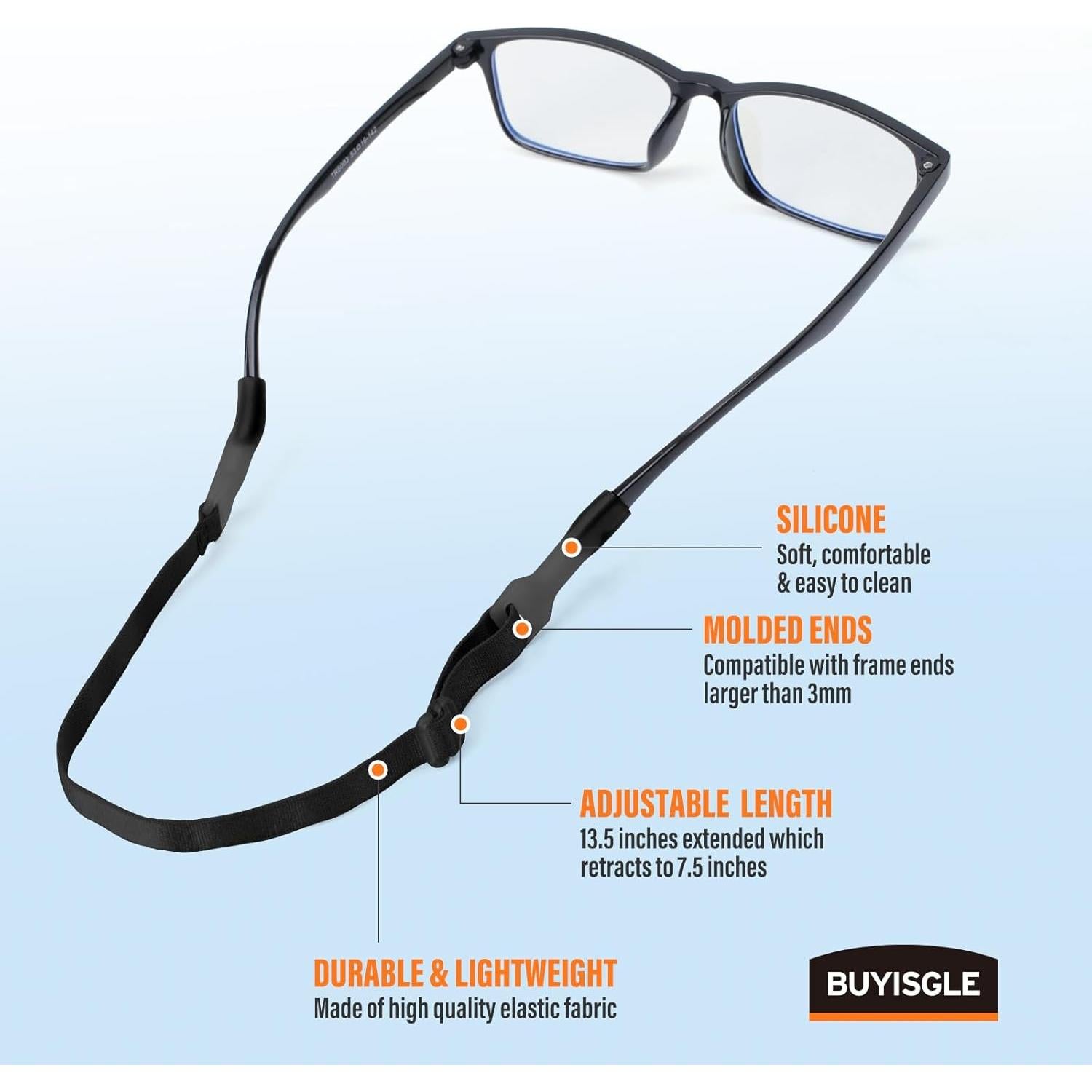 Correa para Gafas GS01 - Ajustable y Anticaída - Negro