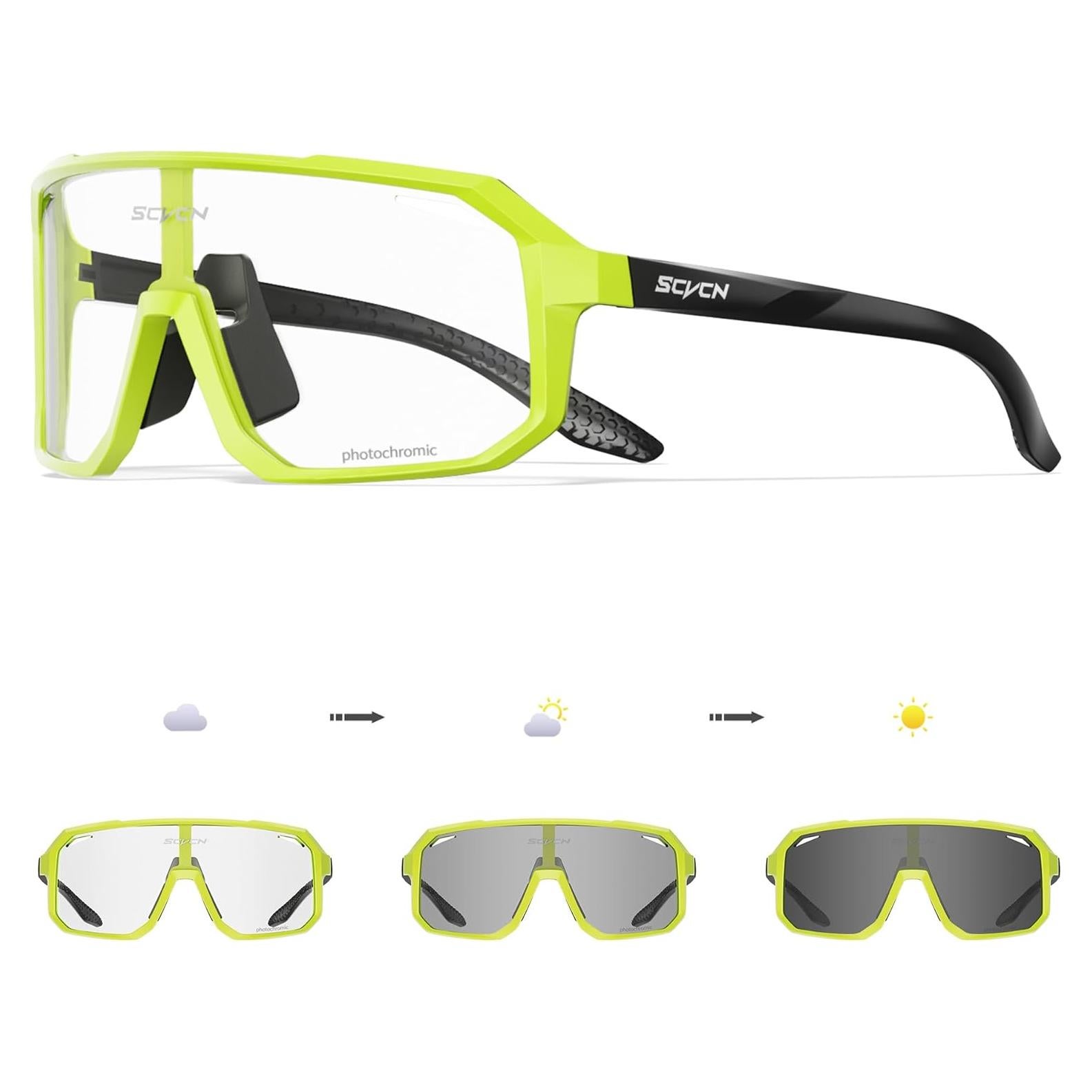 Gafas de Ciclismo SCVCN Fotoquímicas UV400 Negro Amarillo