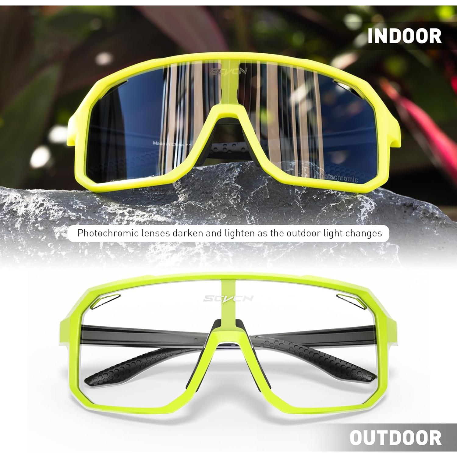 Gafas de Ciclismo SCVCN Fotoquímicas UV400 Negro Amarillo