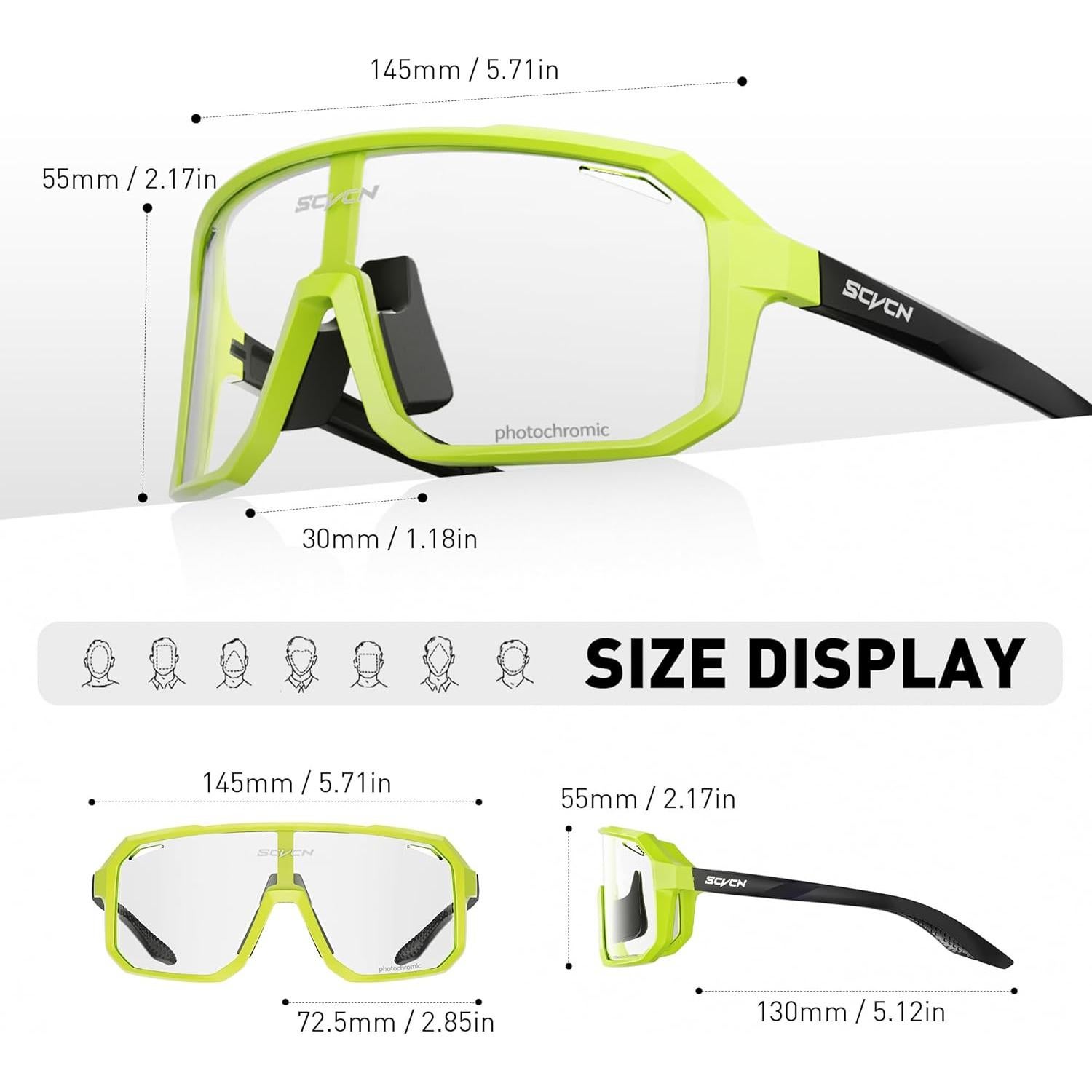 Gafas de Ciclismo SCVCN Fotoquímicas UV400 Negro Amarillo