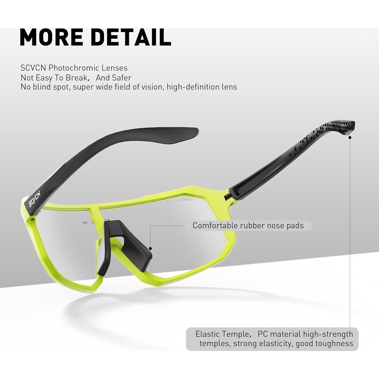 Gafas de Ciclismo SCVCN Fotoquímicas UV400 Negro Amarillo
