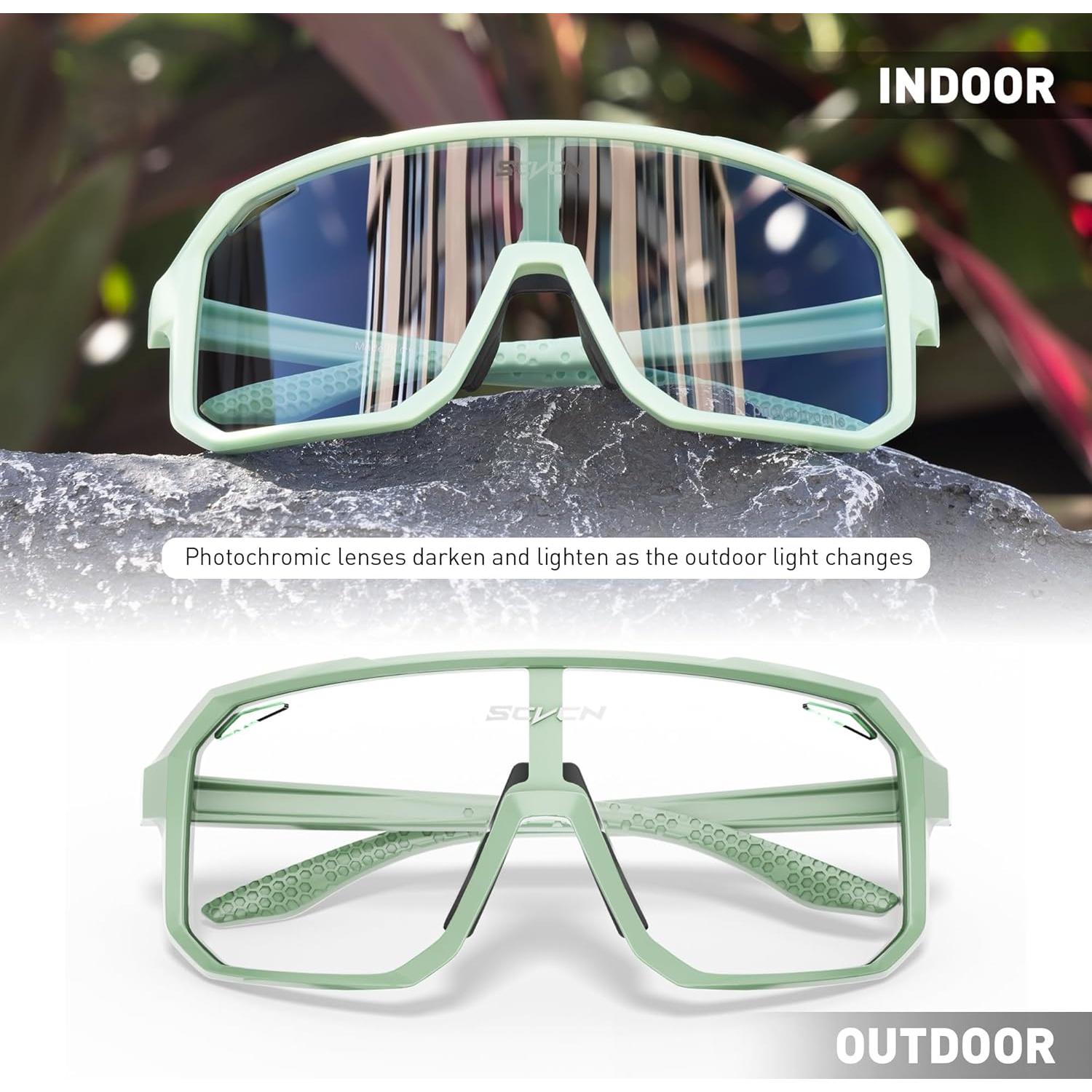 Gafas de Ciclismo SCVCN Fotoquímicas UV400 Verde Menta