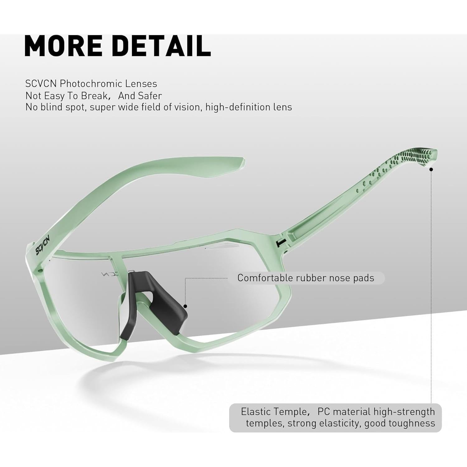 Gafas de Ciclismo SCVCN Fotoquímicas UV400 Verde Menta