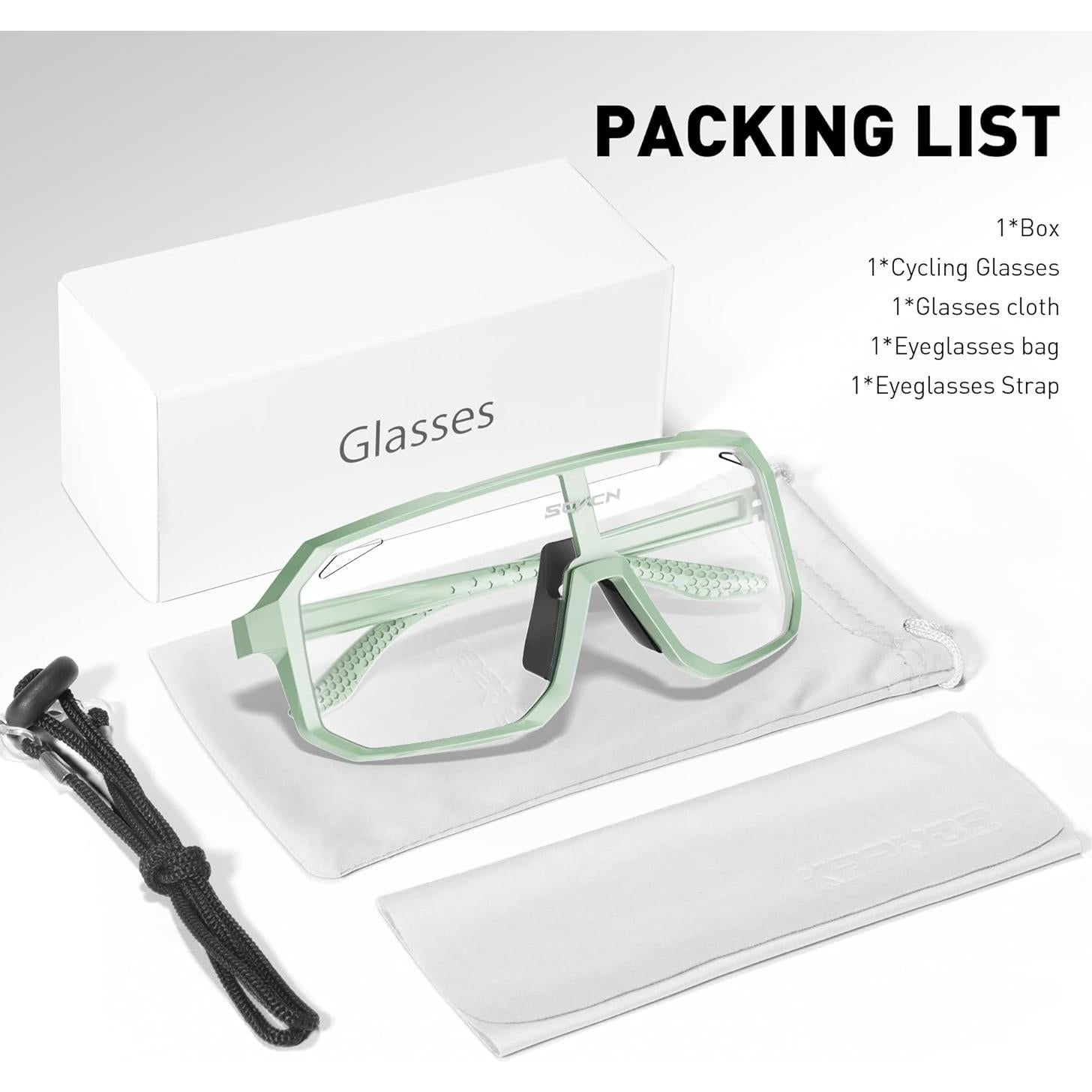 Gafas de Ciclismo SCVCN Fotoquímicas UV400 Verde Menta