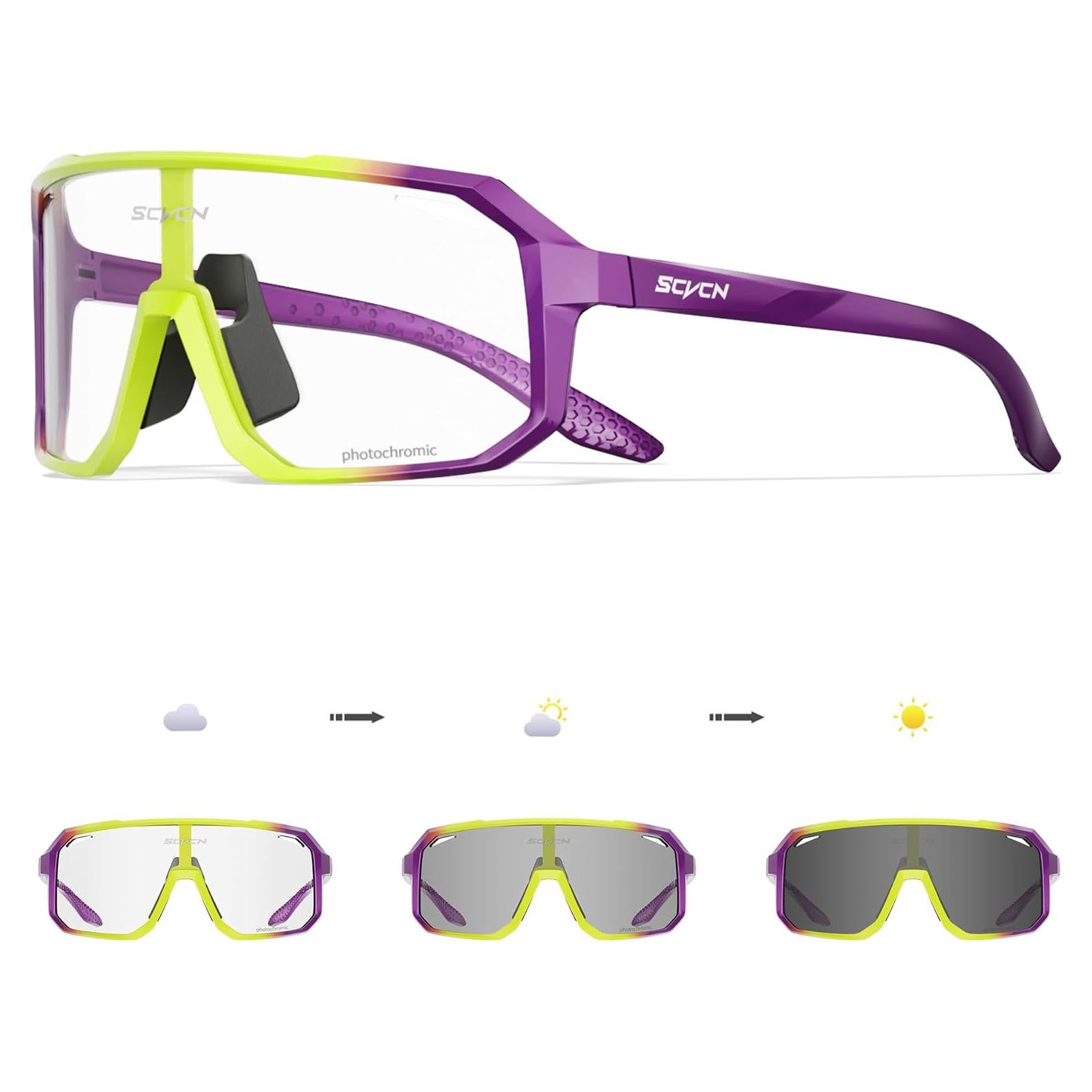 Gafas de Ciclismo SCVCN Fotoquímicas UV400 Amarillo Púrpura