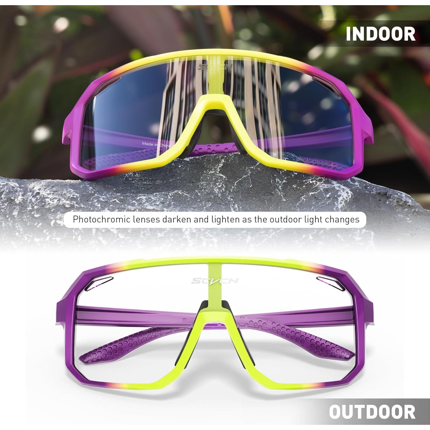Gafas de Ciclismo SCVCN Fotoquímicas UV400 Amarillo Púrpura