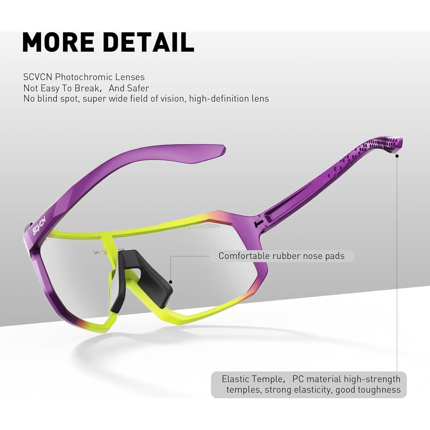 Gafas de Ciclismo SCVCN Fotoquímicas UV400 Amarillo Púrpura