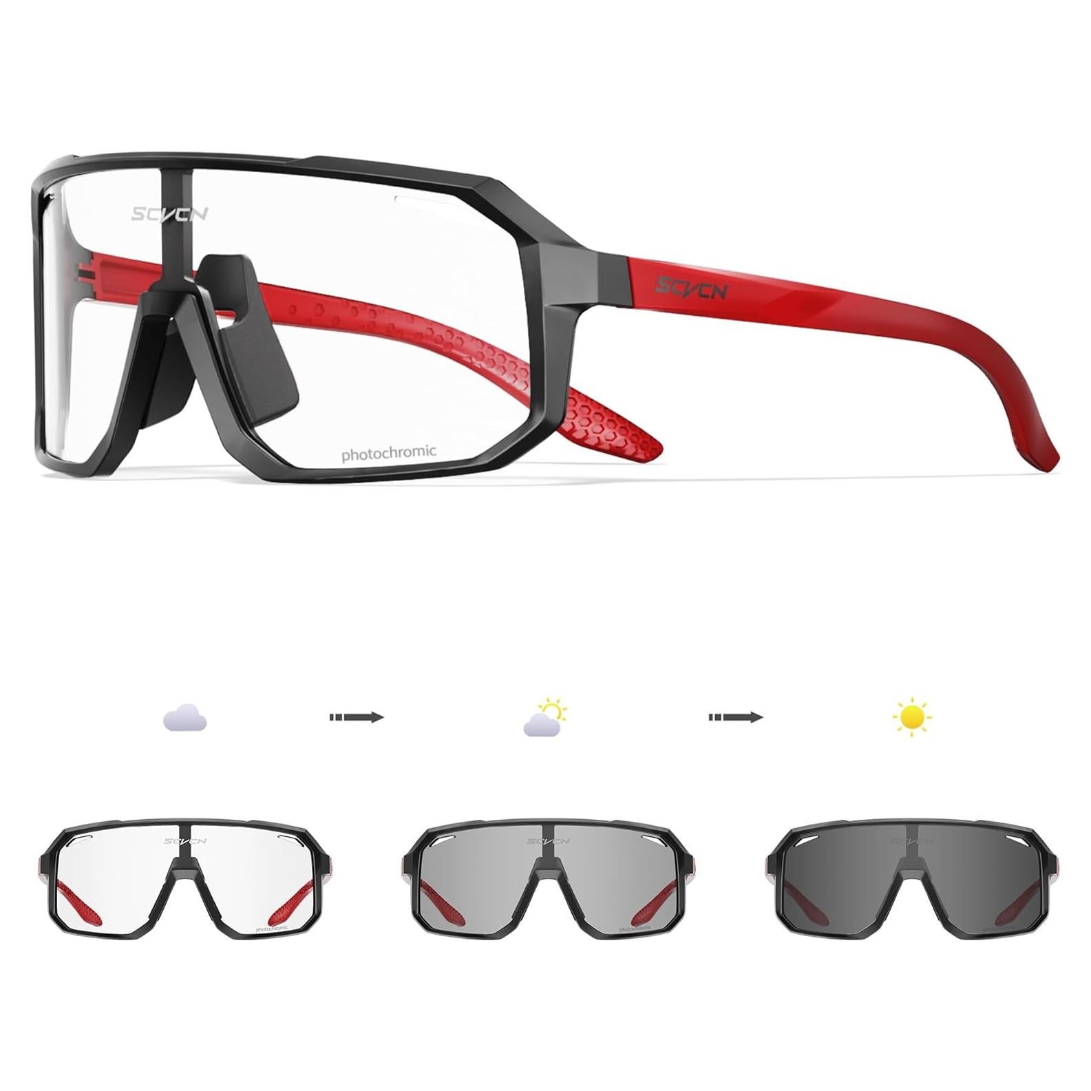 Gafas de Ciclismo SCVCN Fotoquímicas UV400 Negro Rojo