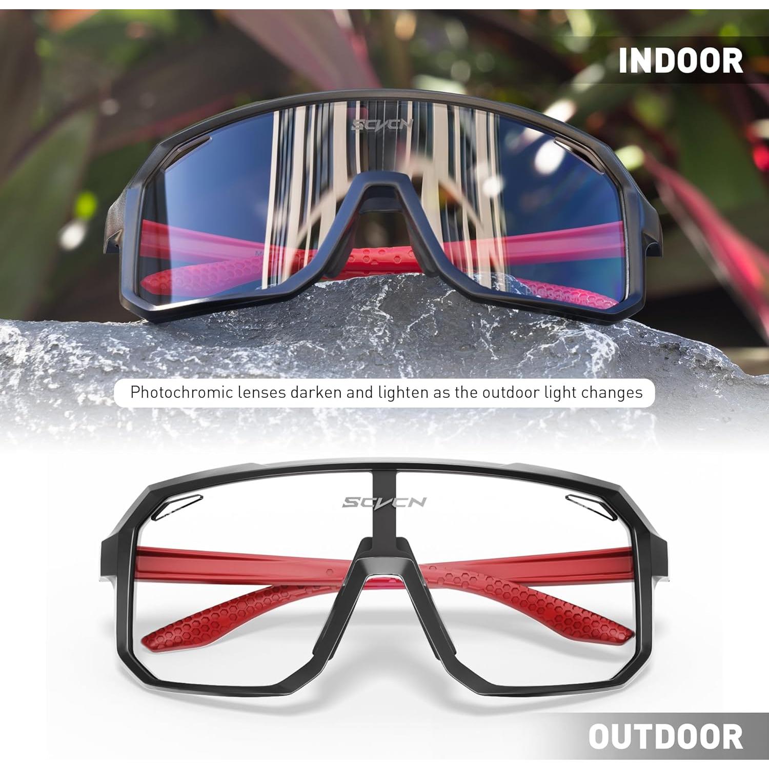 Gafas de Ciclismo SCVCN Fotoquímicas UV400 Negro Rojo