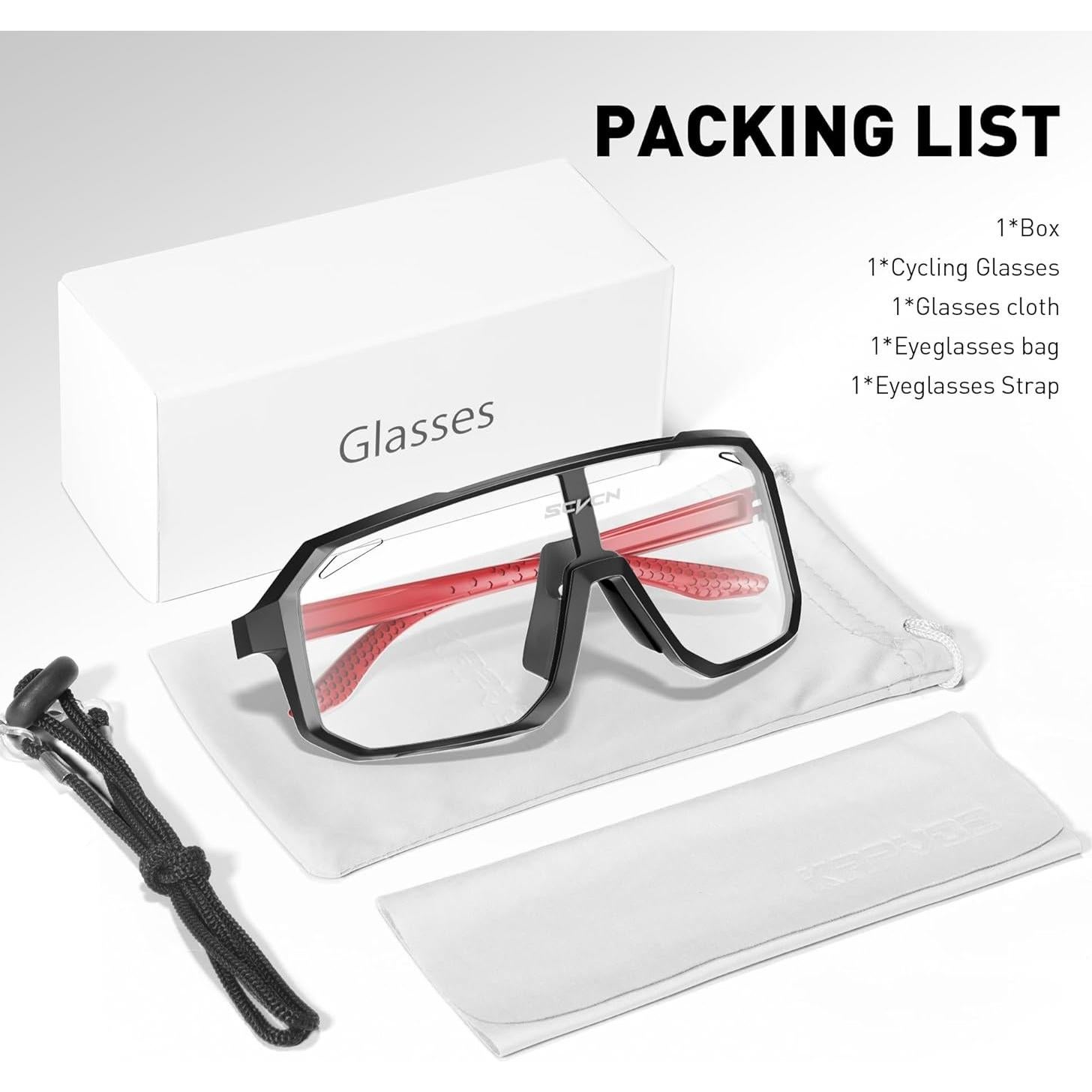 Gafas de Ciclismo SCVCN Fotoquímicas UV400 Negro Rojo