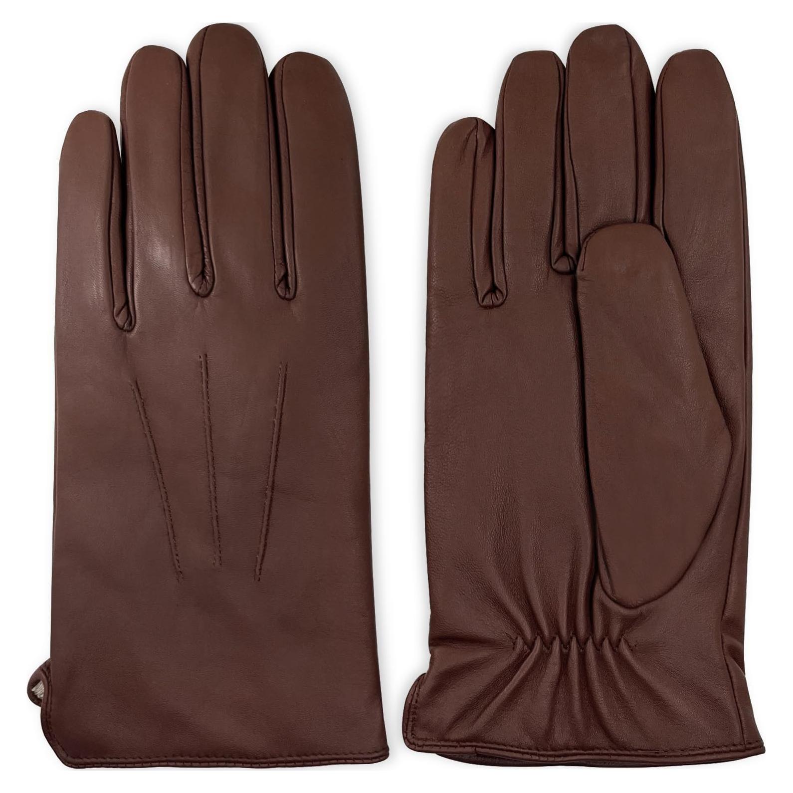 Guantes de Cuero ZLUXURQ para Hombre - Forro de Cachemira