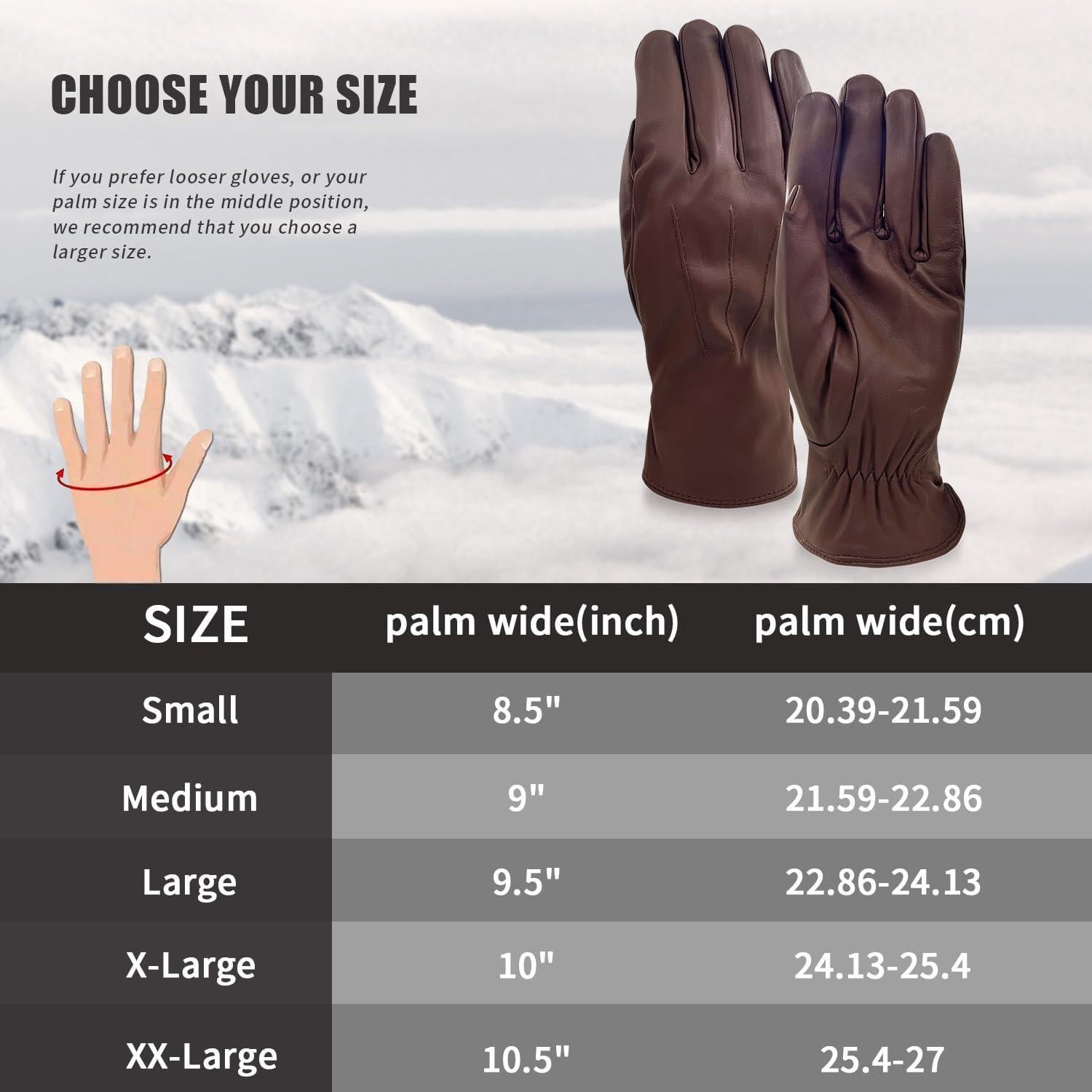 Guantes de Cuero ZLUXURQ para Hombre - Forro de Cachemira