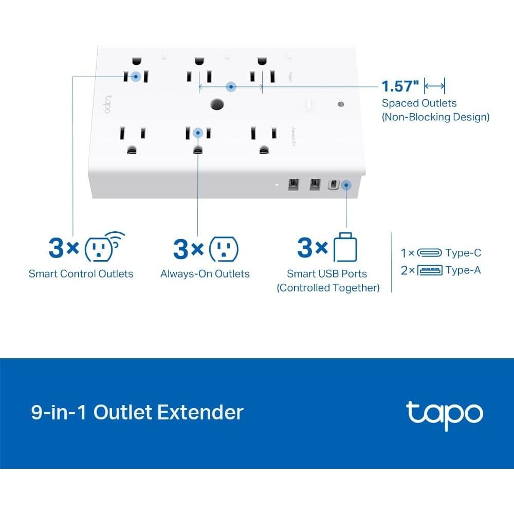 TP-Link Tapo P306 Enchufe Inteligente 3x USB Carga Rápida