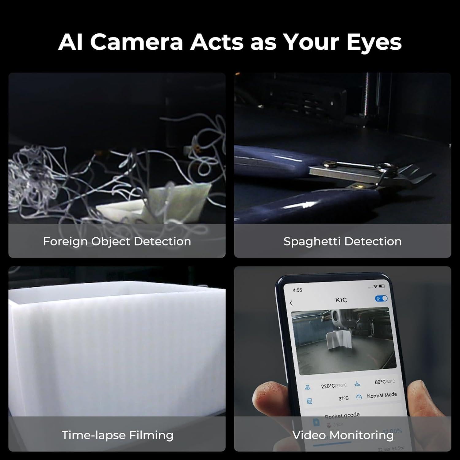 Impresora 3D Creality K1C, 600mm/s, Nivelación Automática