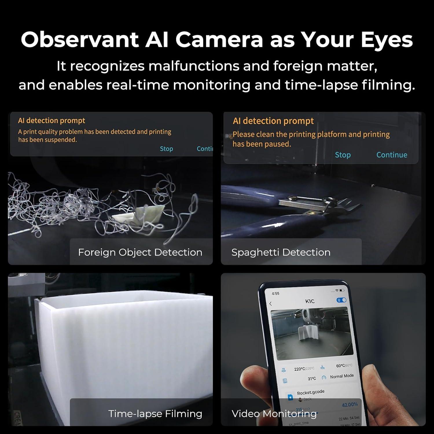 Impresora 3D Creality K1C, 600mm/s, Nivelación Automática